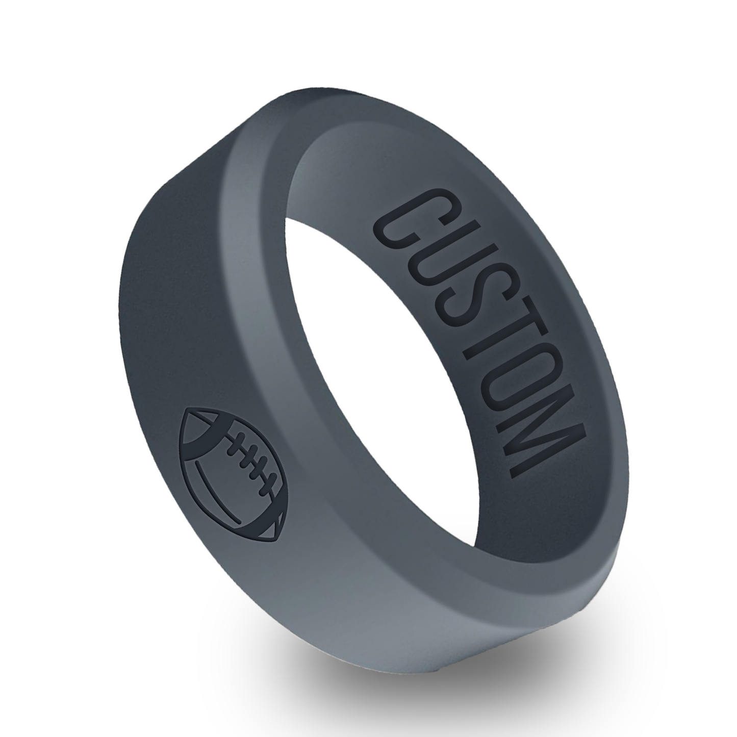Football Ring Personalized Silicone Beveled Ring
