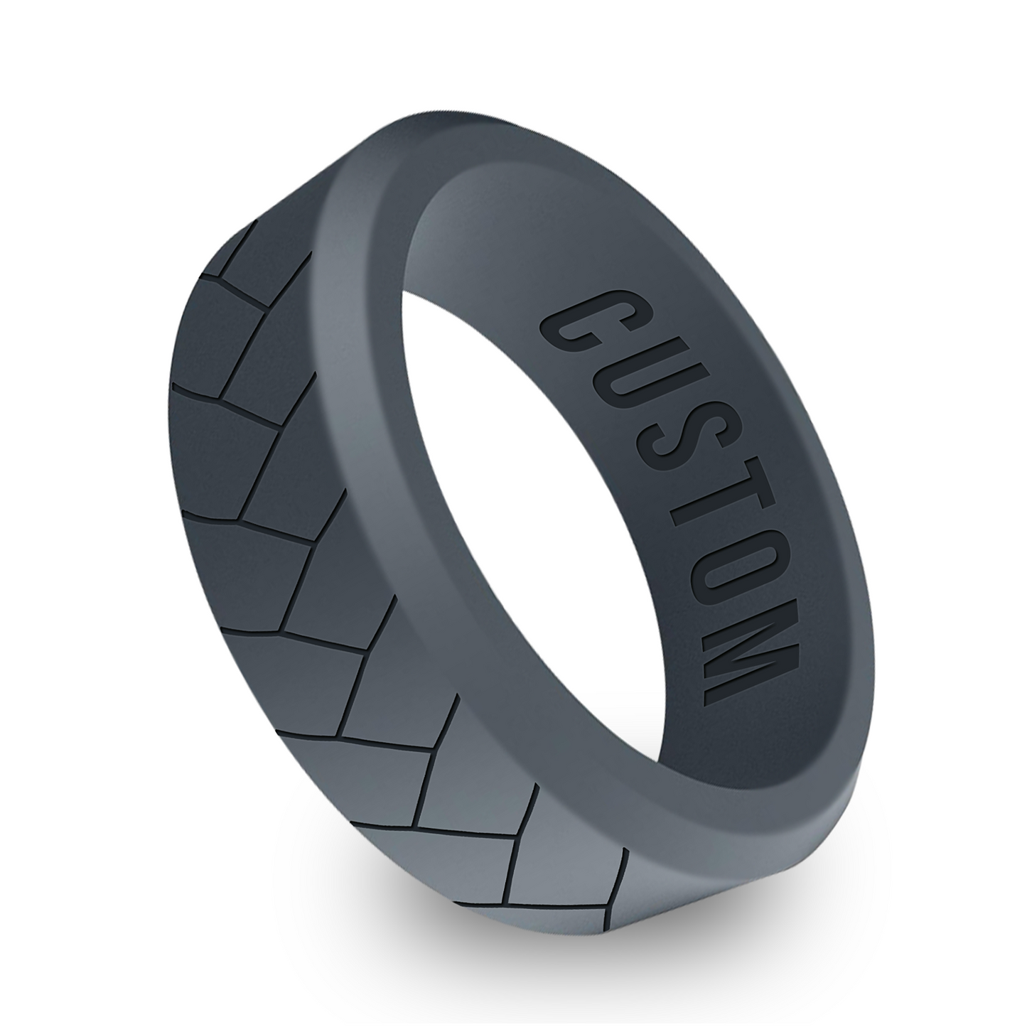 Braided Pattern Personalized Silicone Beveled Ring