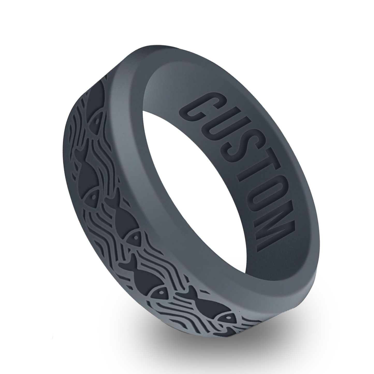 Fish Ocean Personalized Silicone Beveled Ring