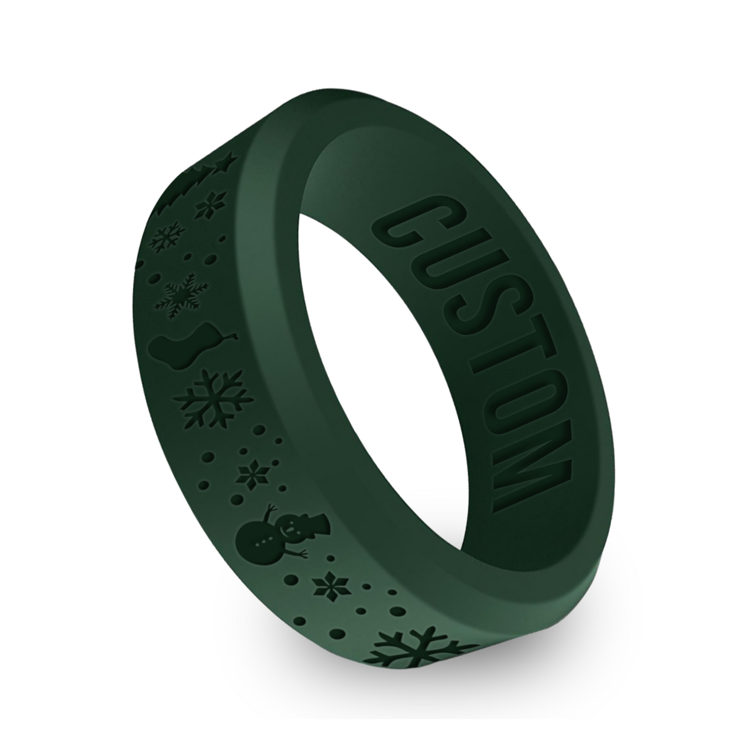 Christmas Personalized Silicone Beveled Ring