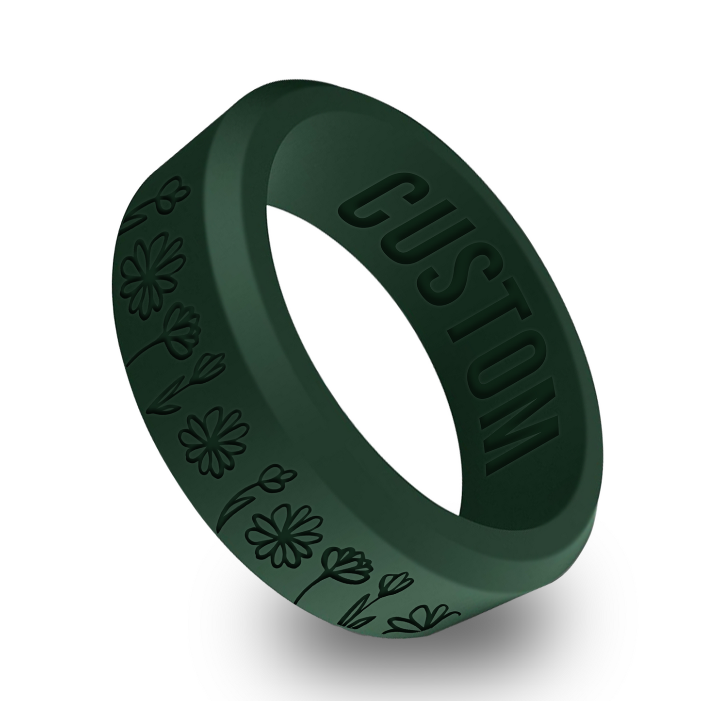 Flower Nature Personalized Silicone Beveled Ring