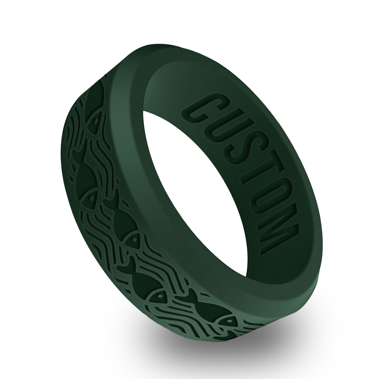 Fish Ocean Personalized Silicone Beveled Ring