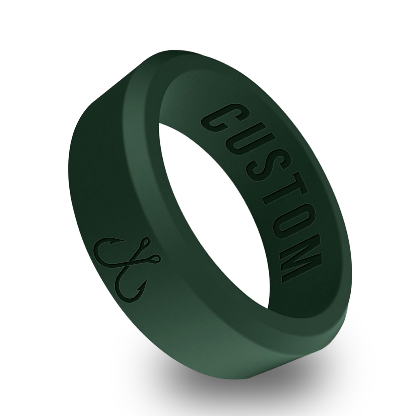 Fish Hook Personalized Silicone Beveled Ring
