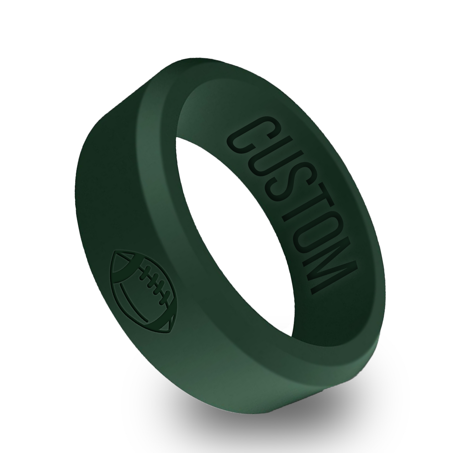 Football Ring Personalized Silicone Beveled Ring