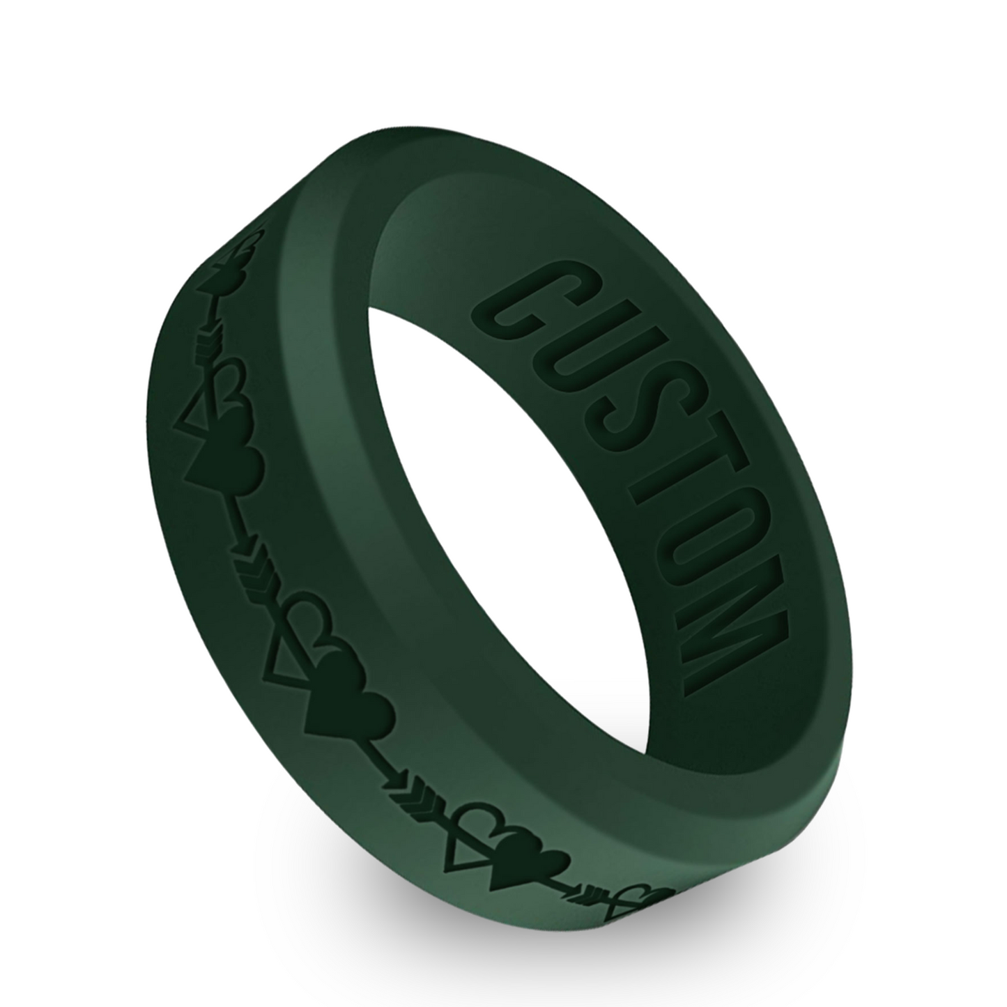 2 Hearts Personalized Silicone Beveled Ring