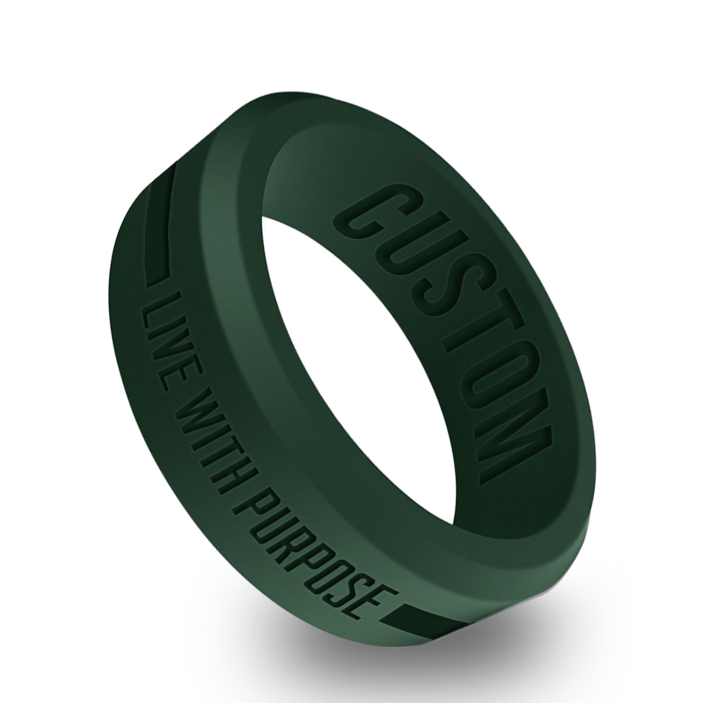 Affirmation Mantra Personalized Silicone Beveled Ring