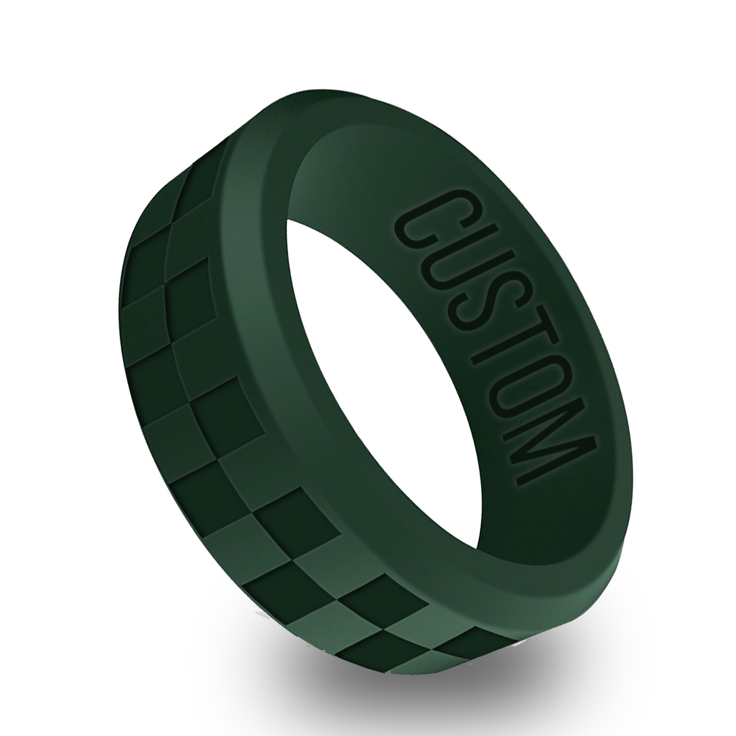Checkered Personalized Silicone Beveled Ring