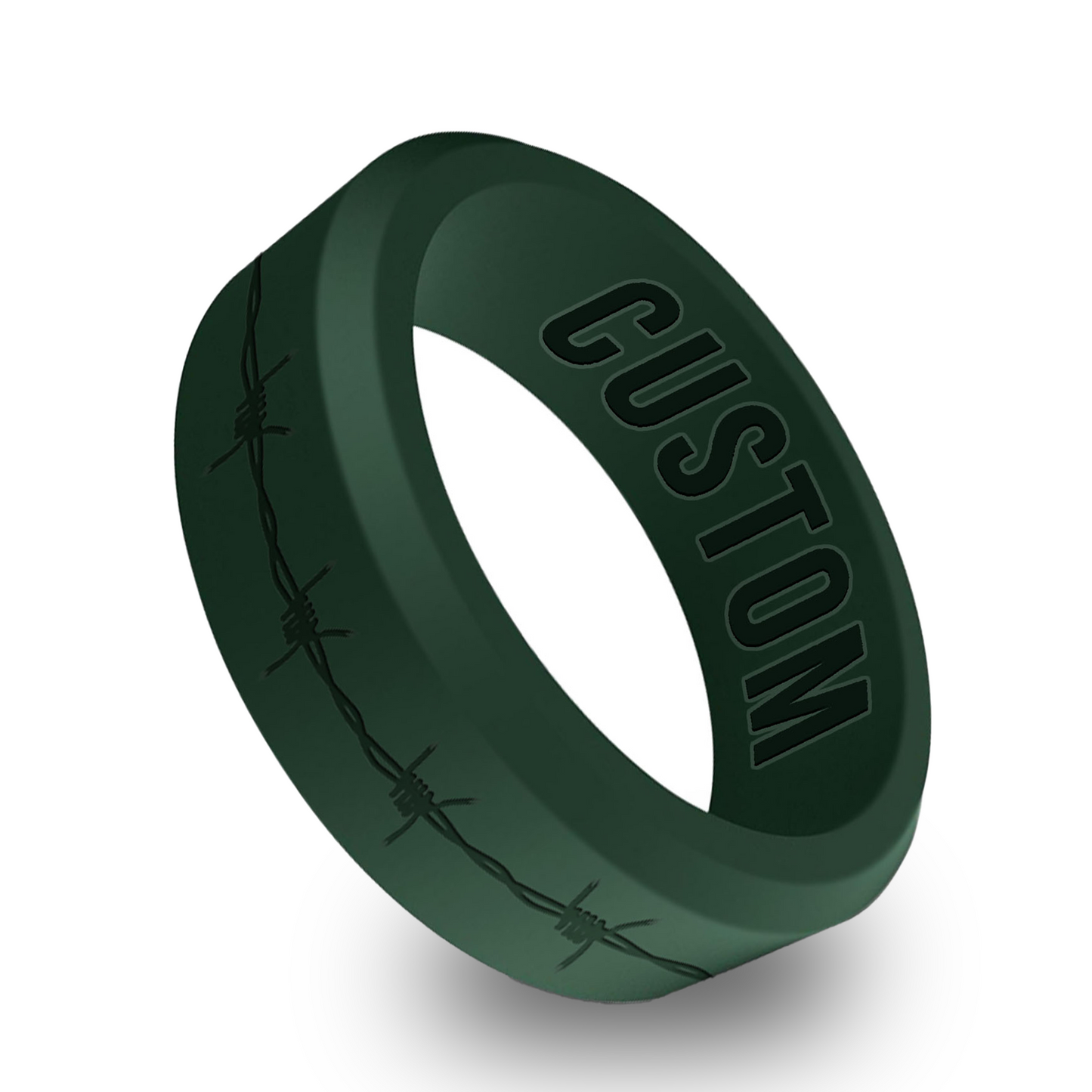 Barbwire Personalized Silicone Beveled Ring