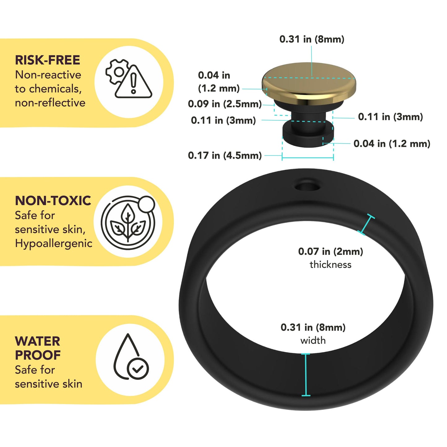 Personalized Silicone Chakra Meditation Beveled Ring w/ Removable Stainless Steel Plate