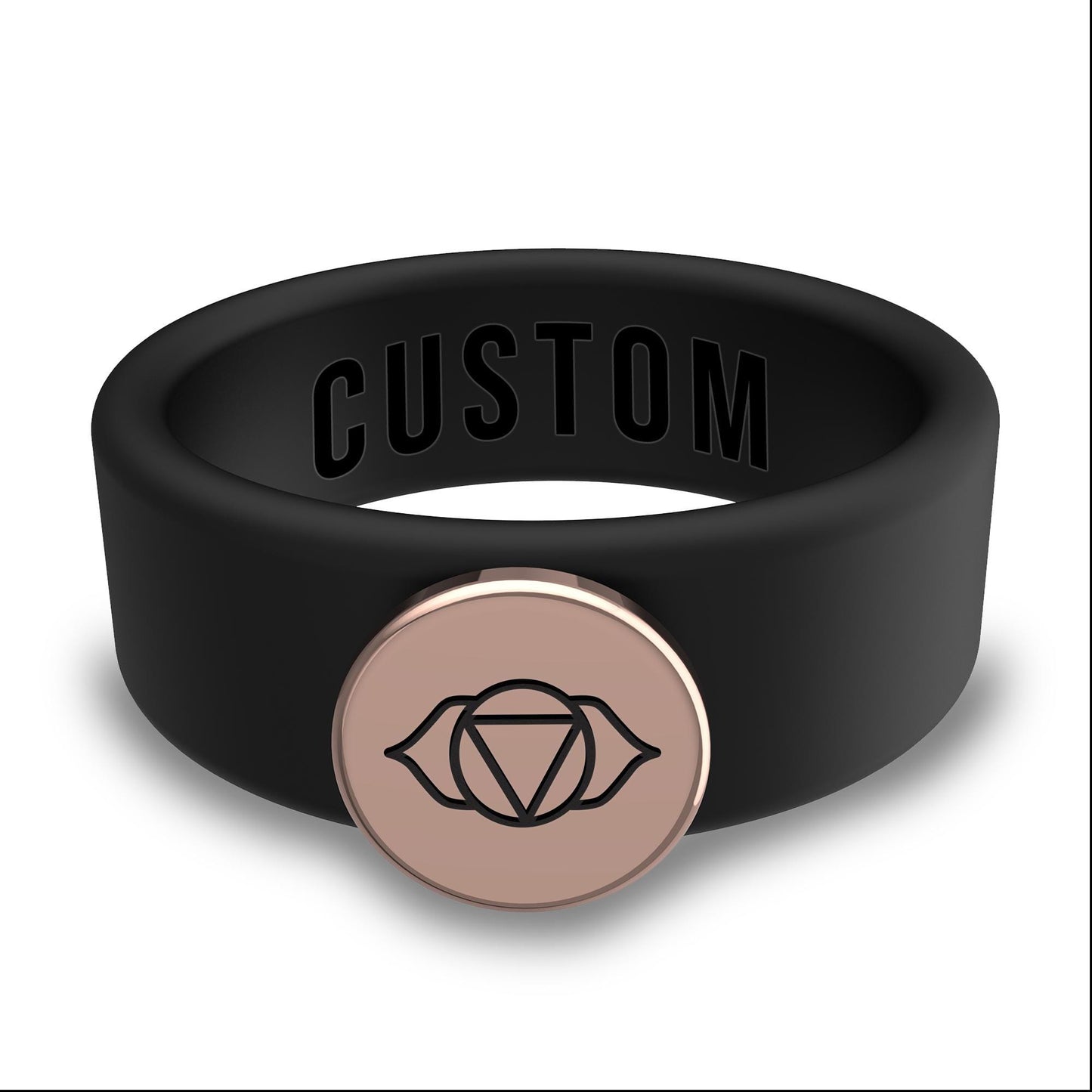 Personalized Silicone Chakra Meditation Beveled Ring w/ Removable Stainless Steel Plate