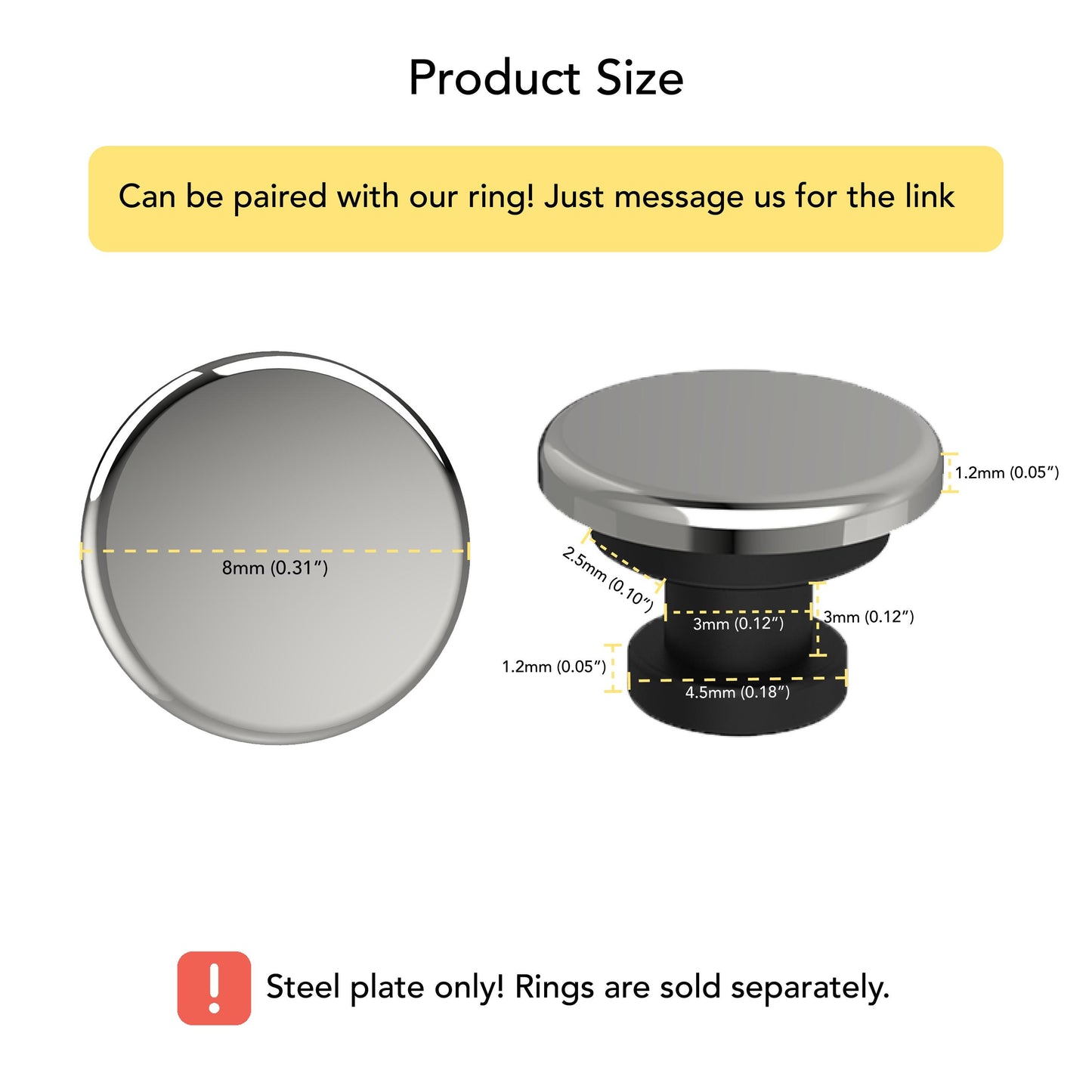 Custom Interchangeable 316 Stainless Steel Round Ring Plate for Silicone Rings