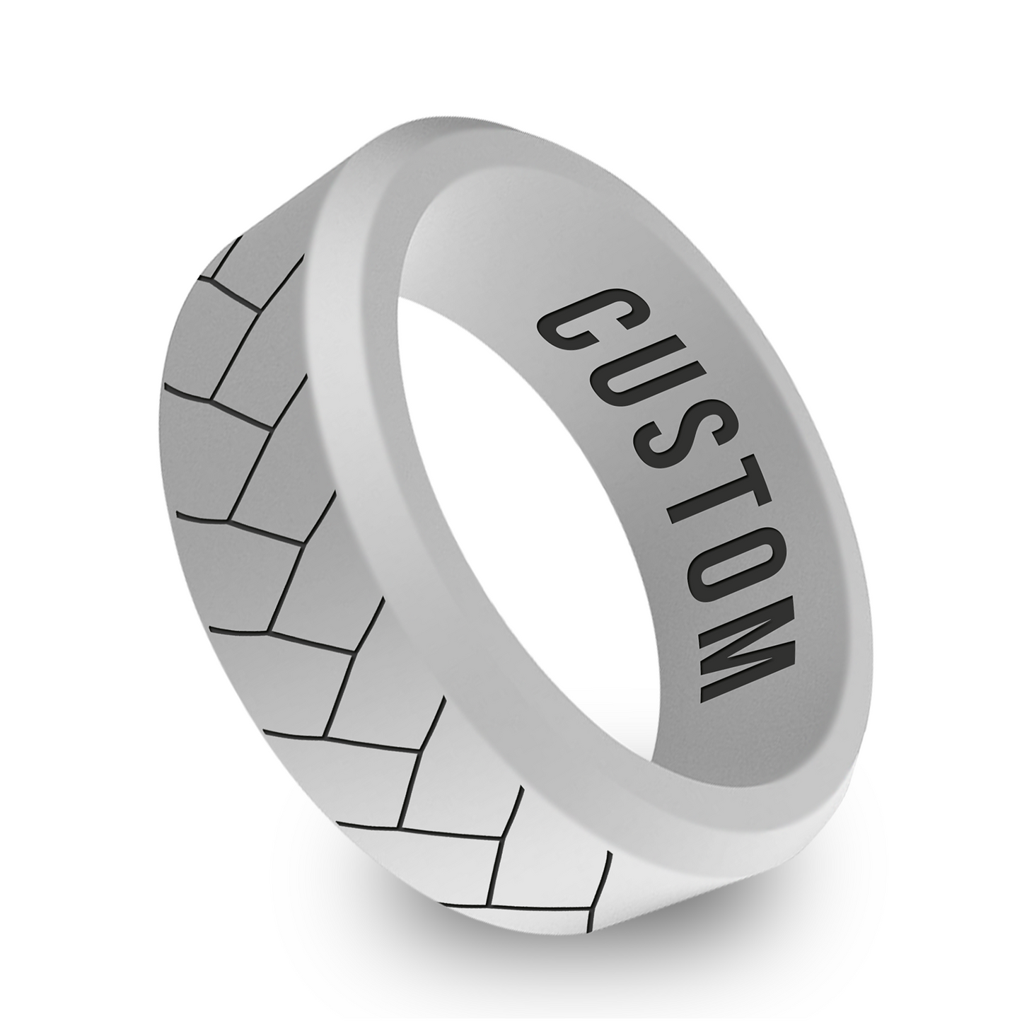 Braided Pattern Personalized Silicone Beveled Ring