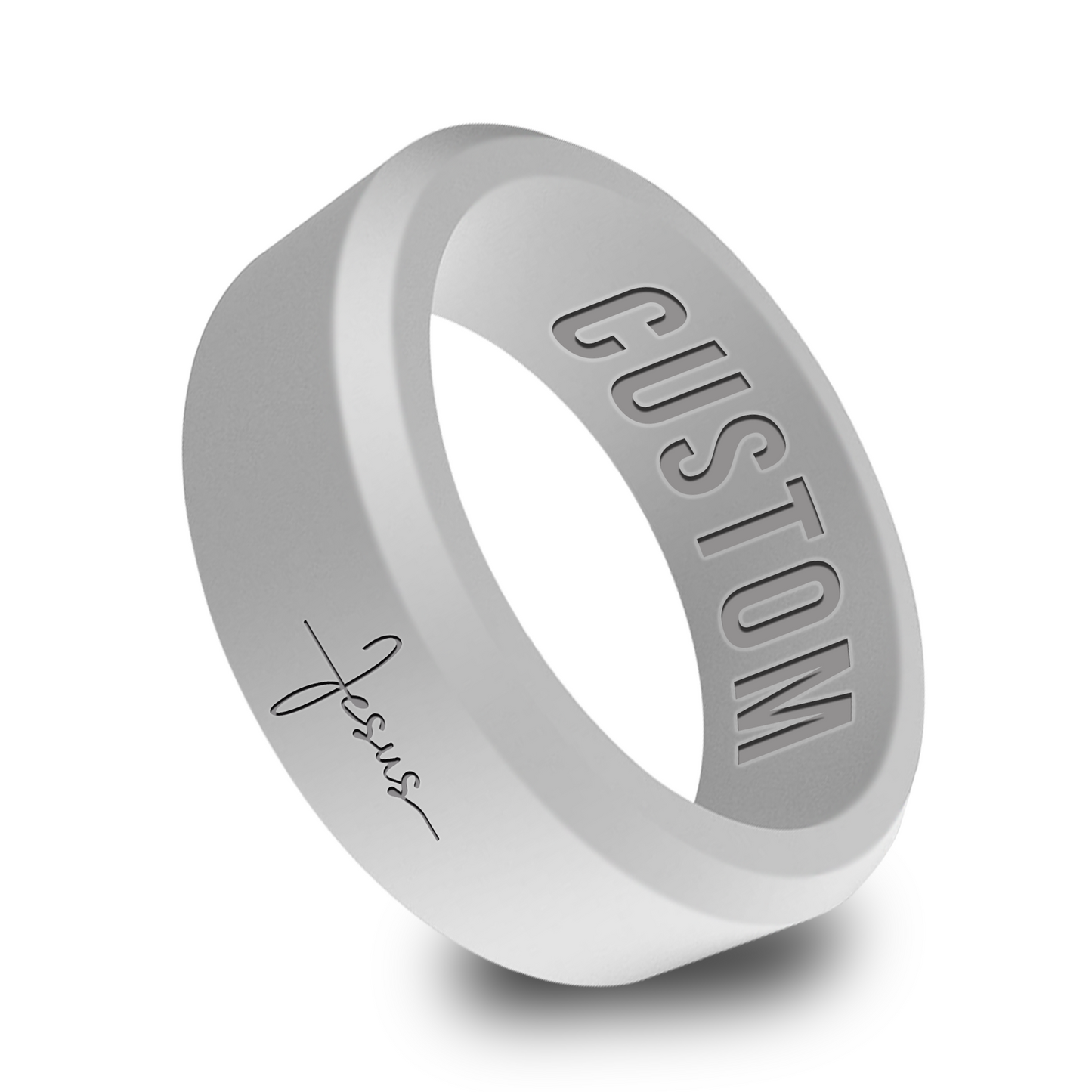 Jesus Christian Catholic Personalized Silicone Beveled Ring