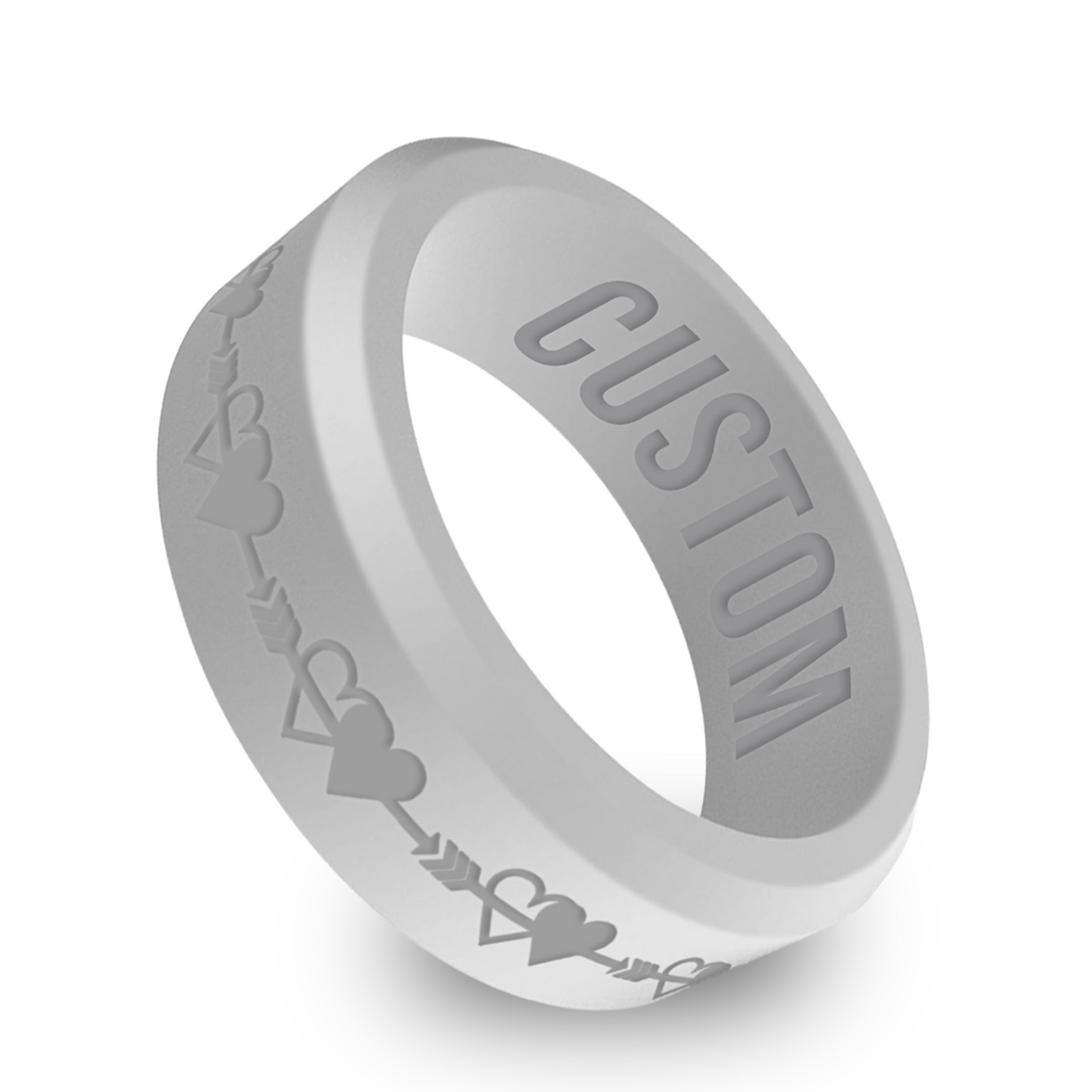 2 Hearts Personalized Silicone Beveled Ring