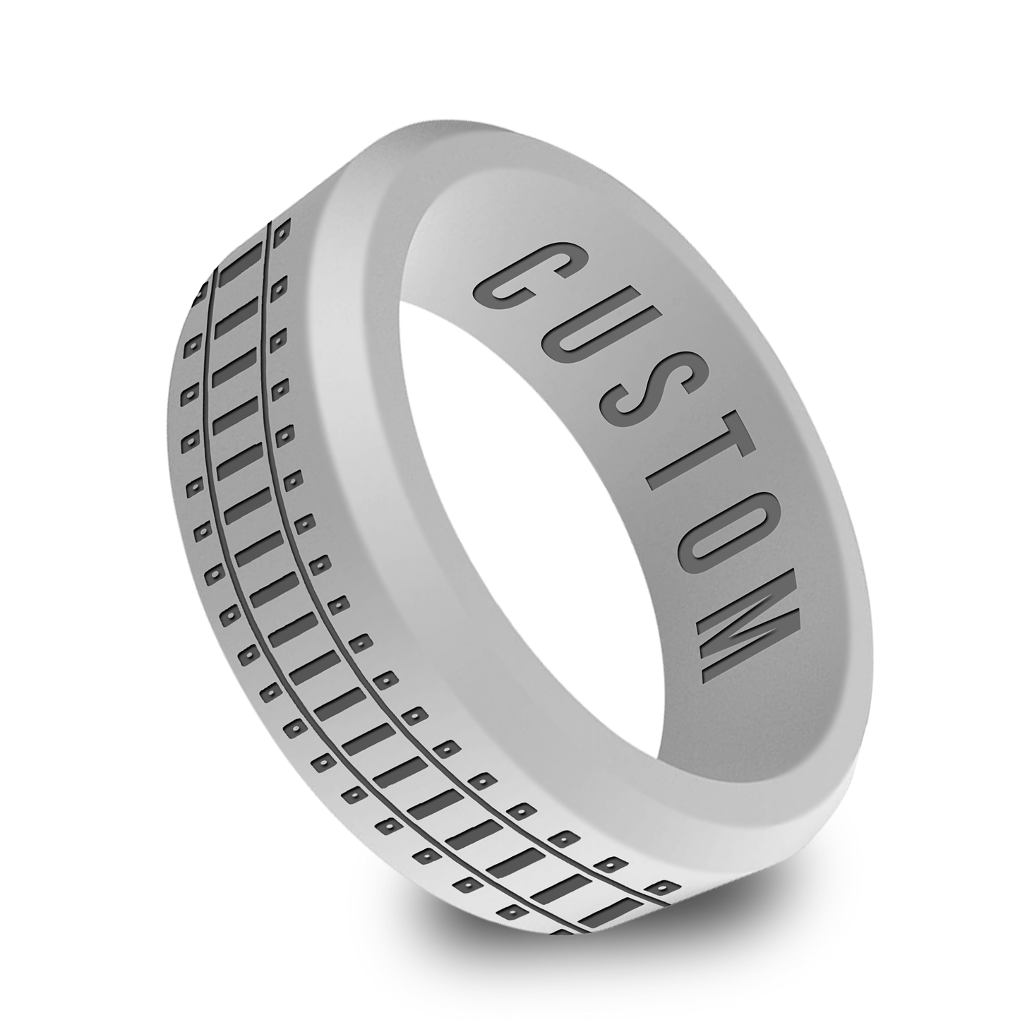 Railroad Train Personalized Silicone Beveled Ring