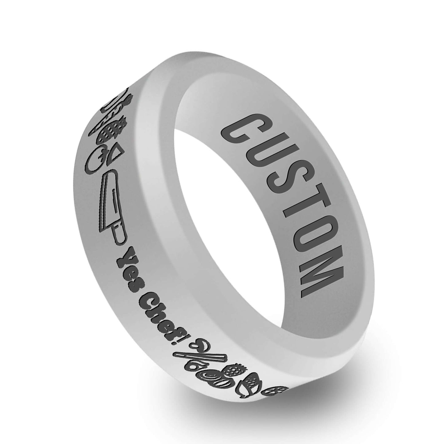Yes Chef Personalized Silicone Beveled Ring
