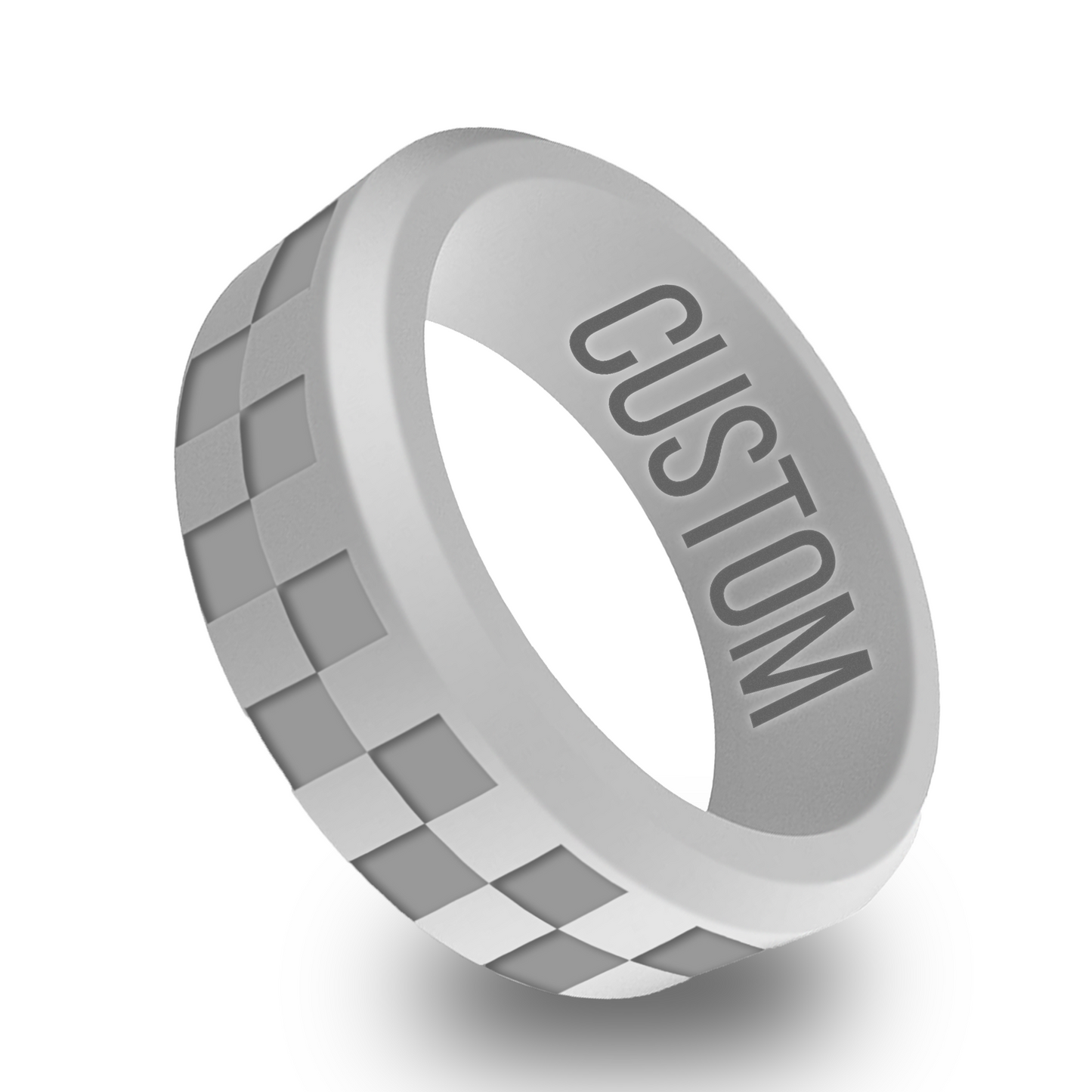 Checkered Personalized Silicone Beveled Ring
