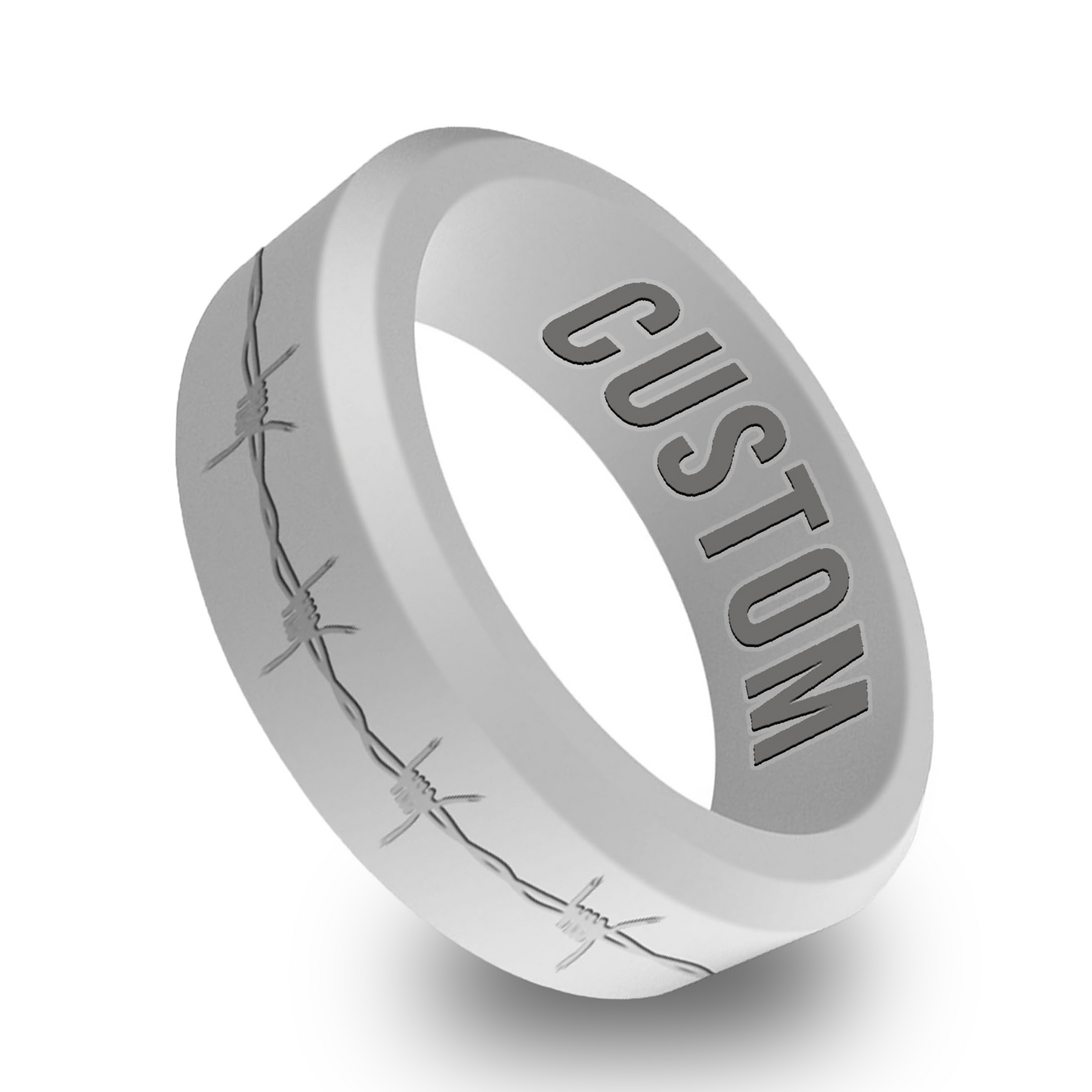 Barbwire Personalized Silicone Beveled Ring