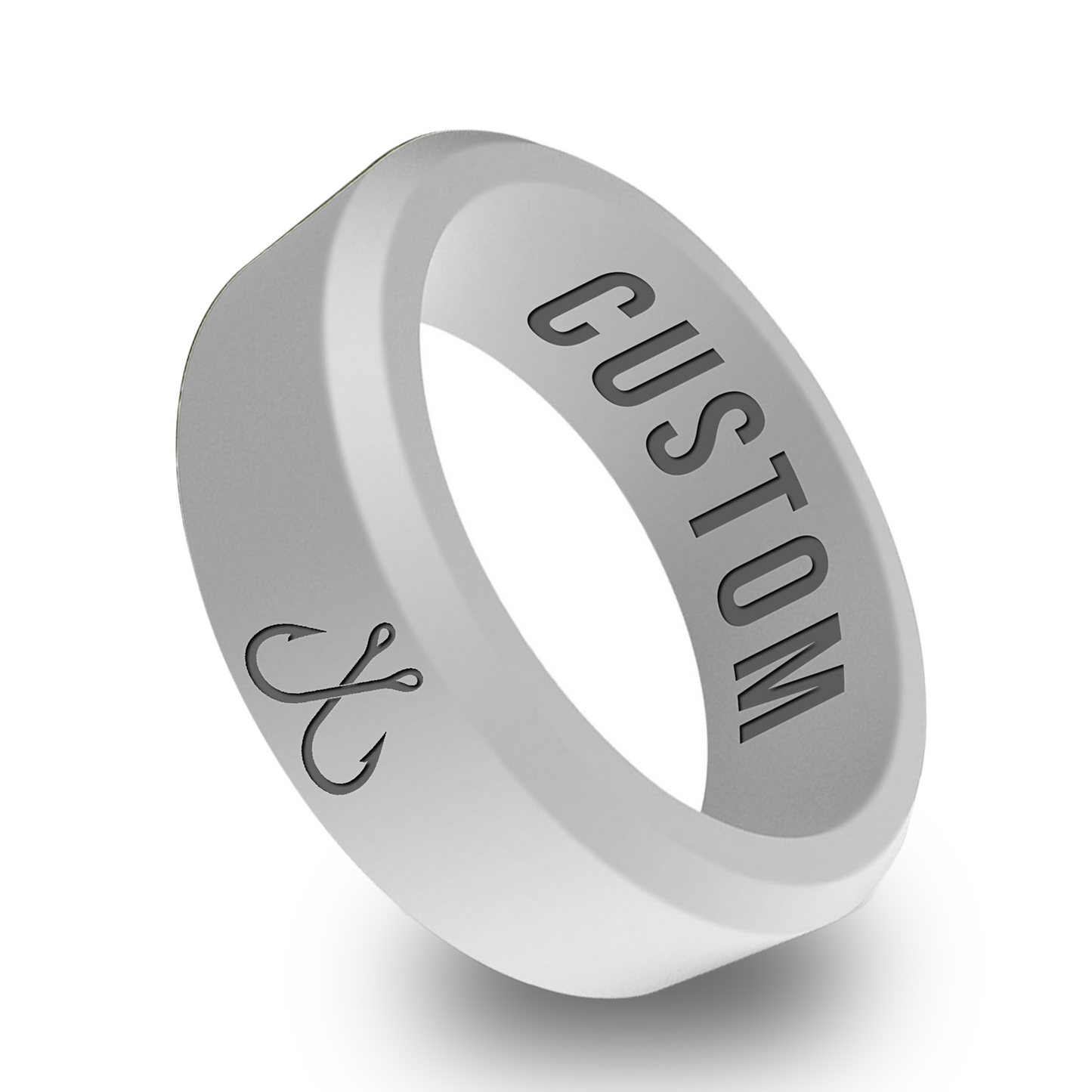Fish Hook Personalized Silicone Beveled Ring