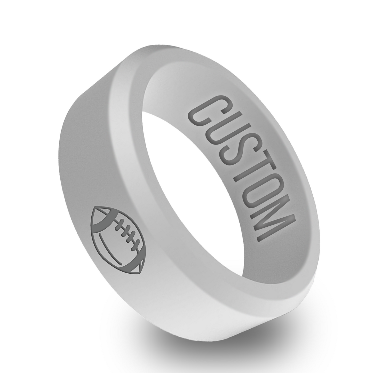 Football Ring Personalized Silicone Beveled Ring