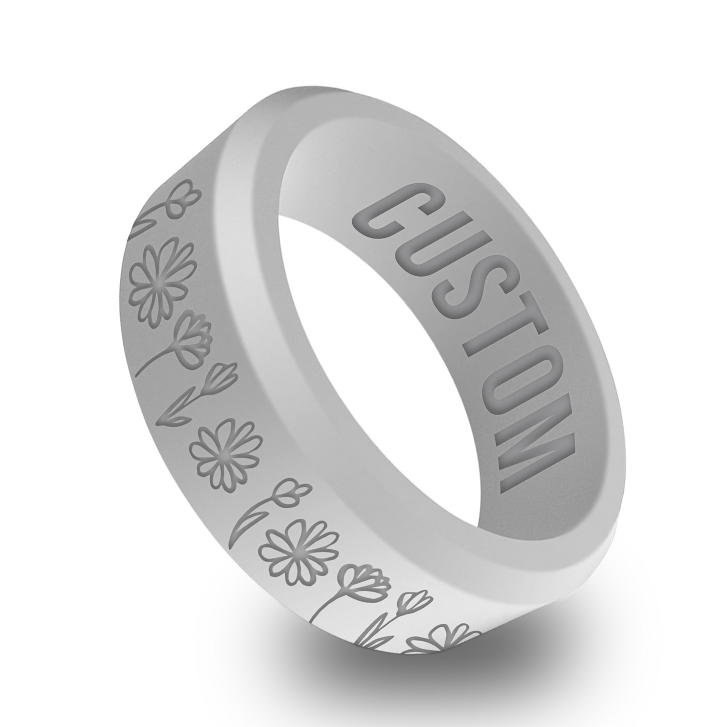 Flower Nature Personalized Silicone Beveled Ring