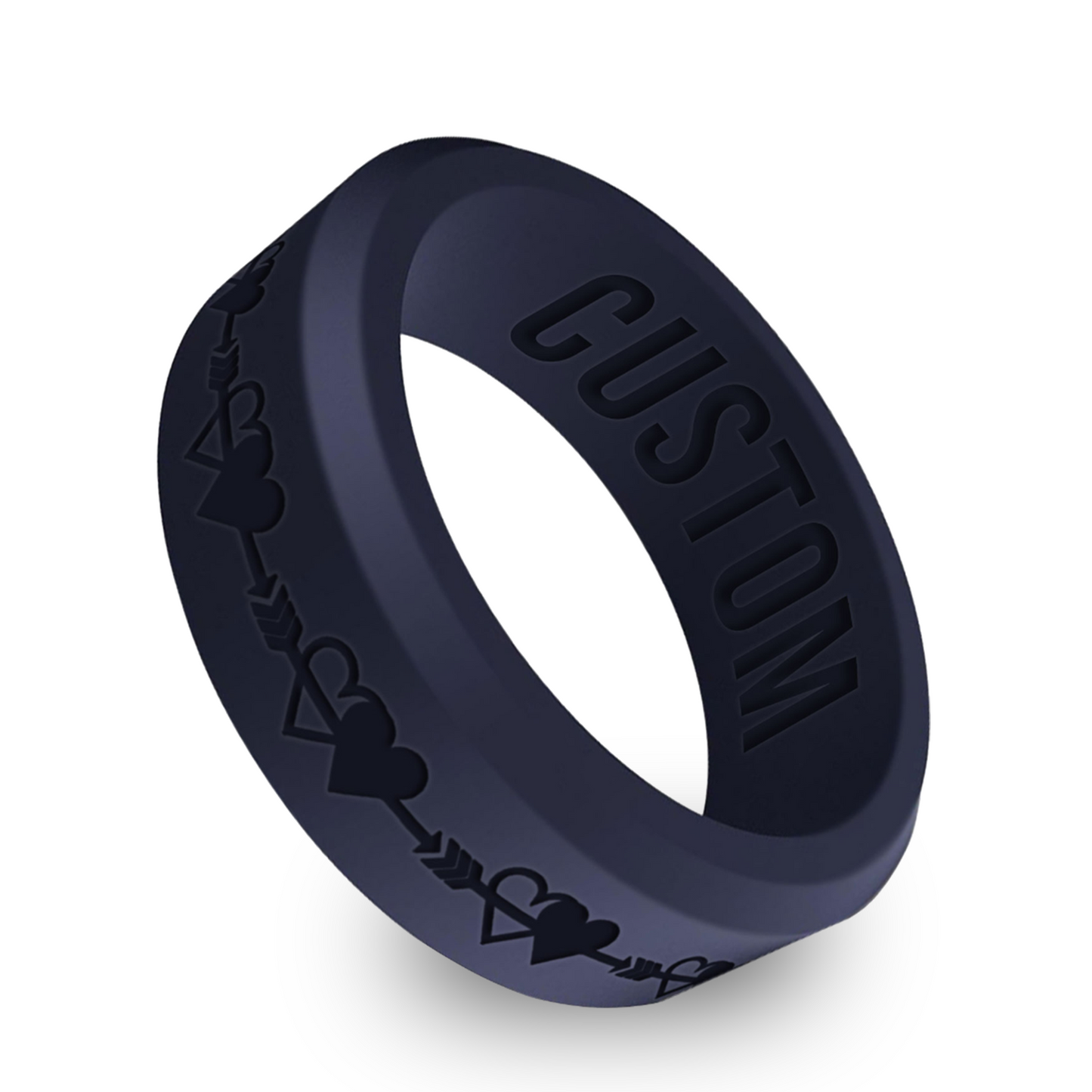 2 Hearts Personalized Silicone Beveled Ring