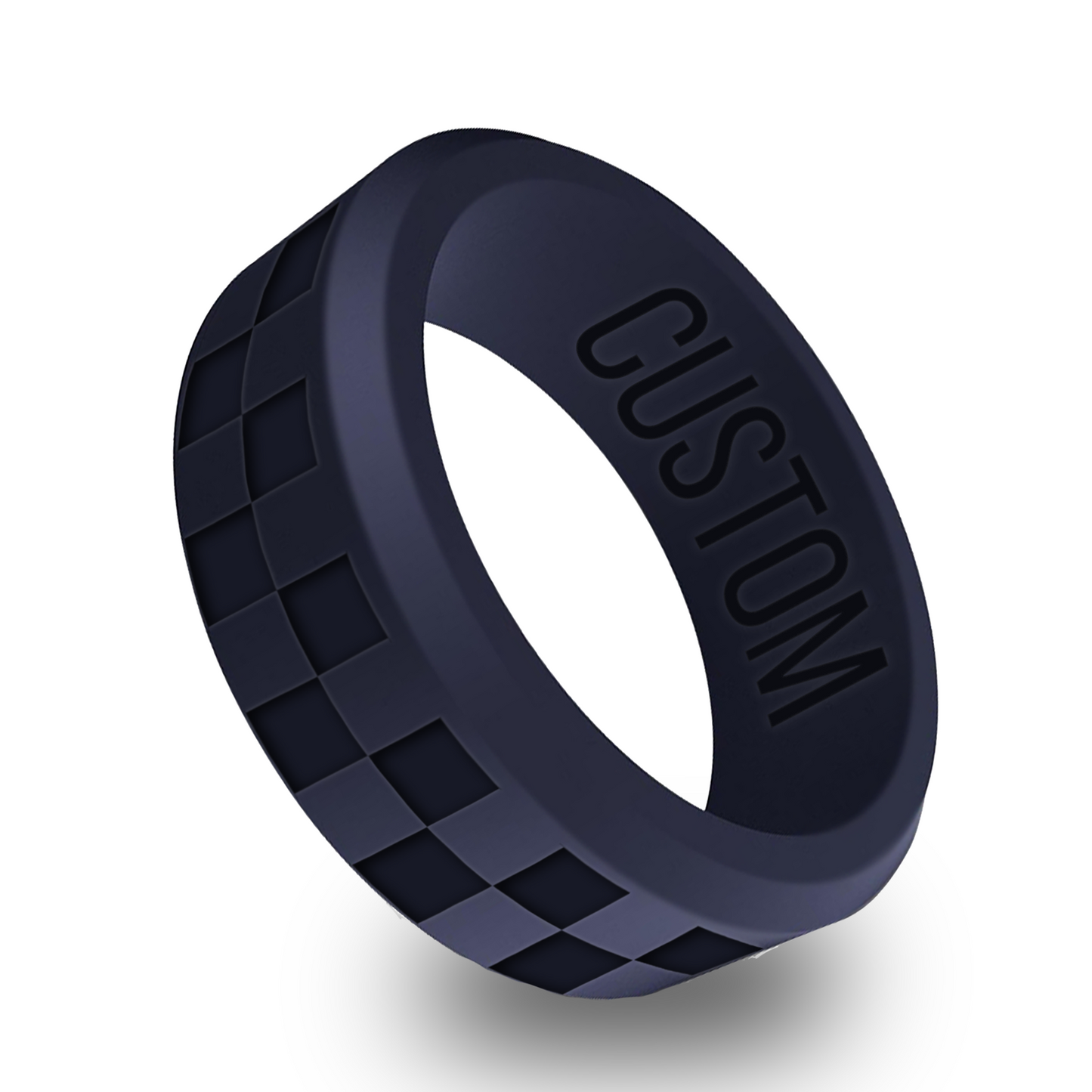 Checkered Personalized Silicone Beveled Ring