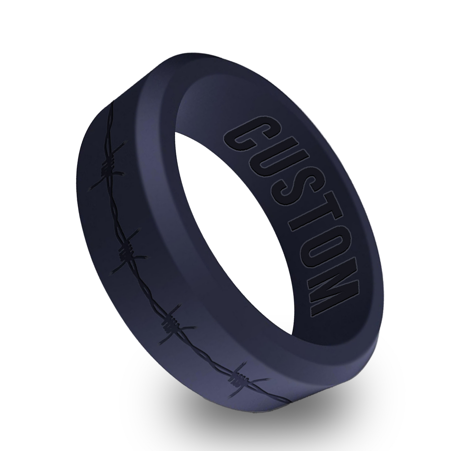 Barbwire Personalized Silicone Beveled Ring