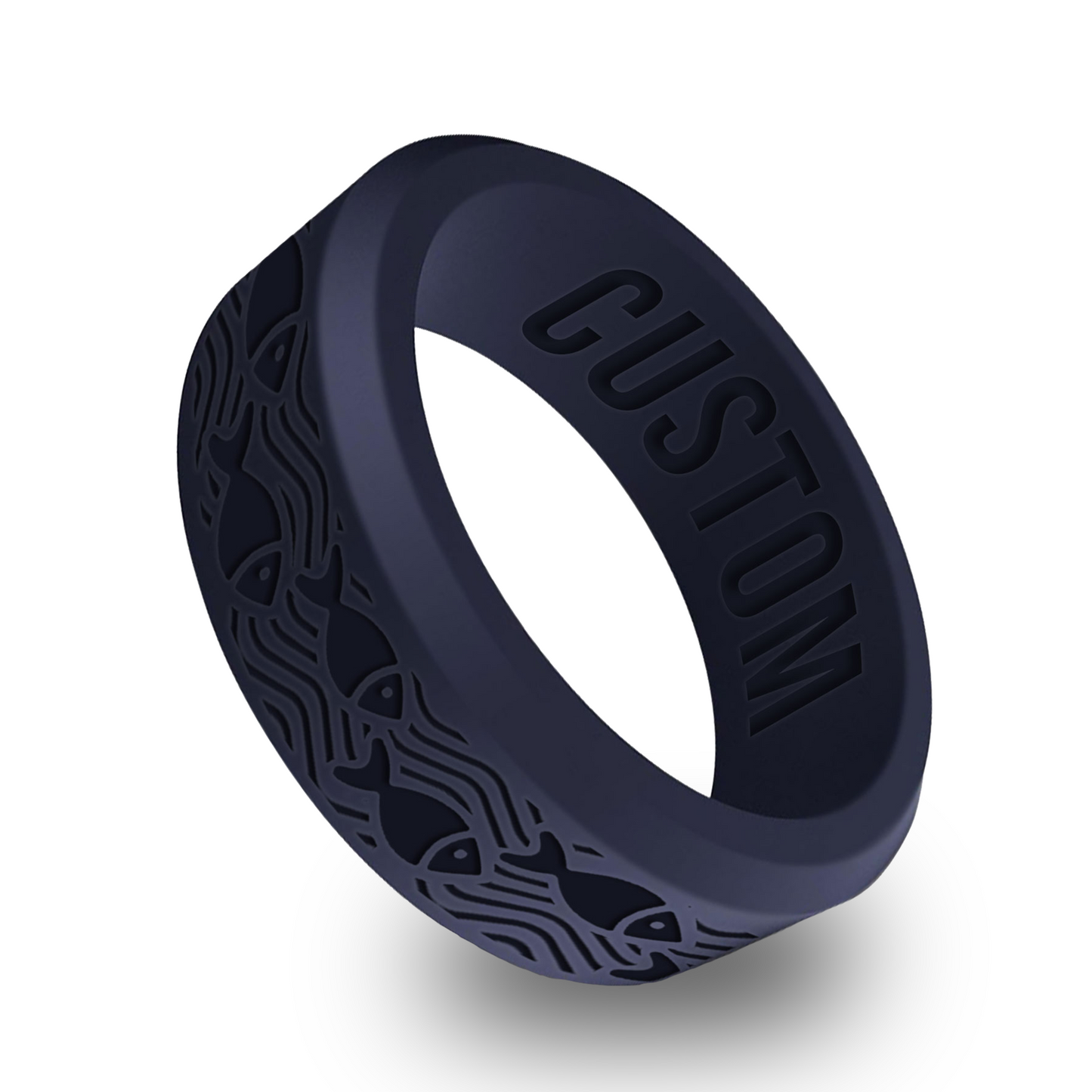 Fish Ocean Personalized Silicone Beveled Ring