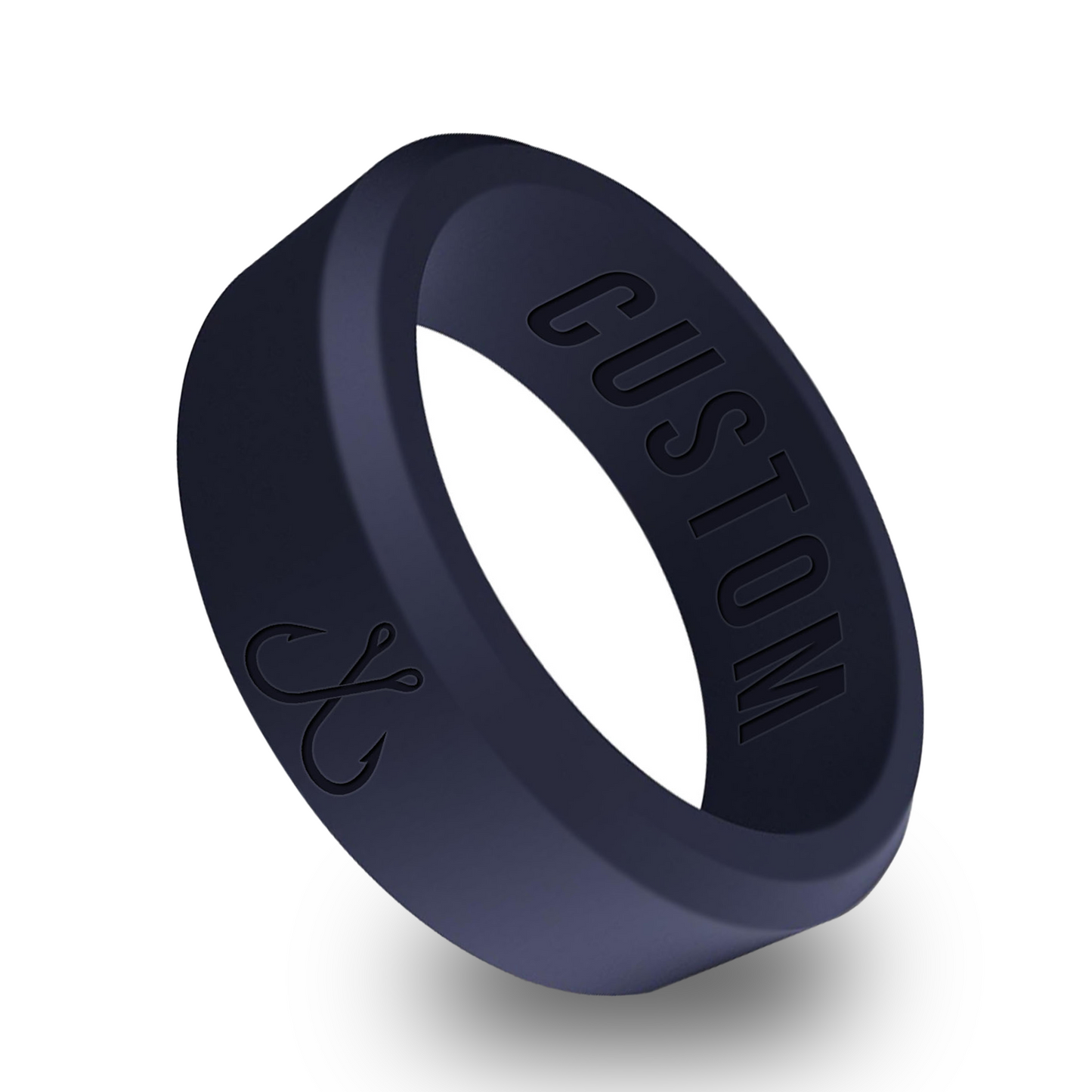 Fish Hook Personalized Silicone Beveled Ring
