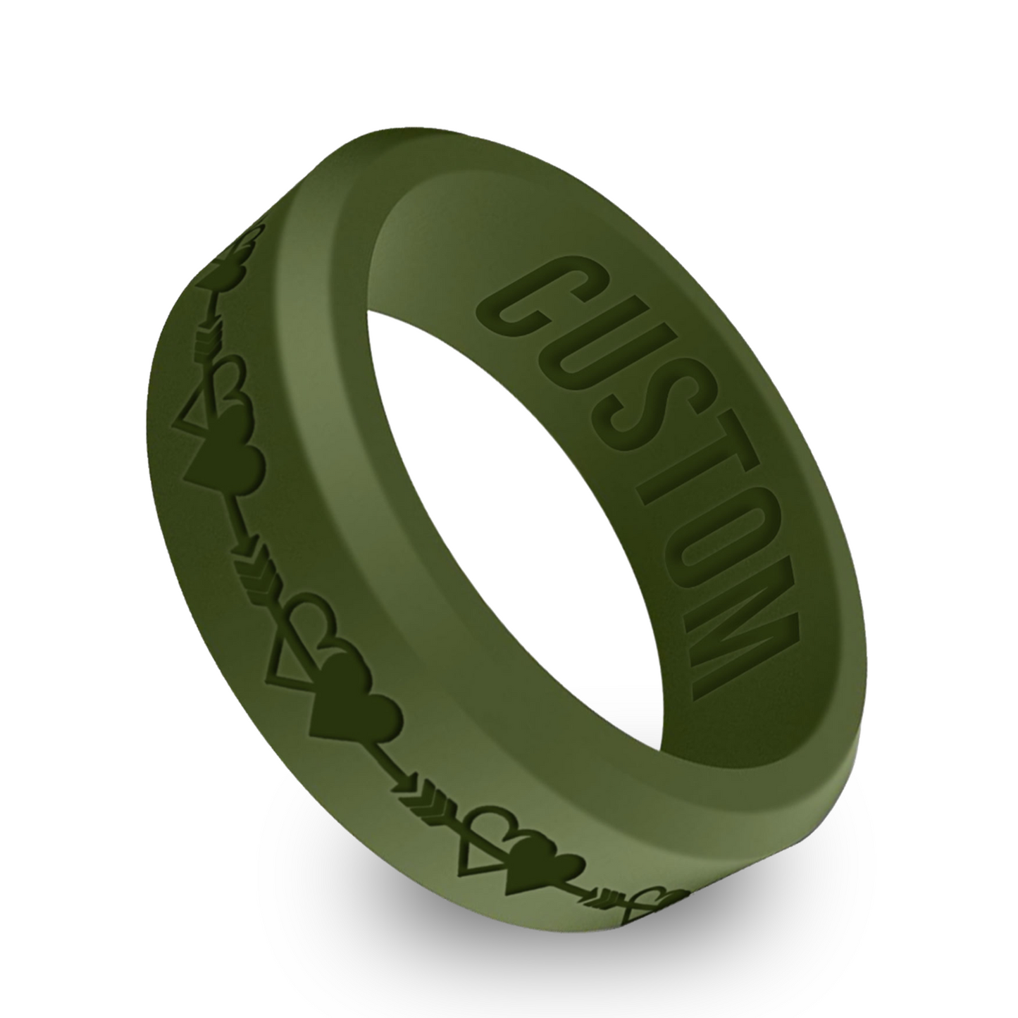 2 Hearts Personalized Silicone Beveled Ring