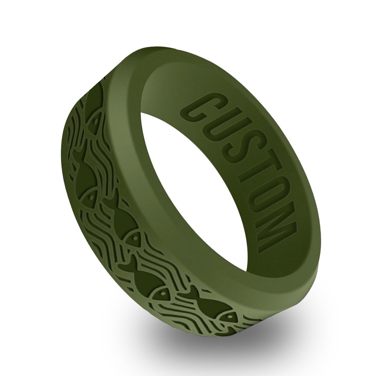 Fish Ocean Personalized Silicone Beveled Ring