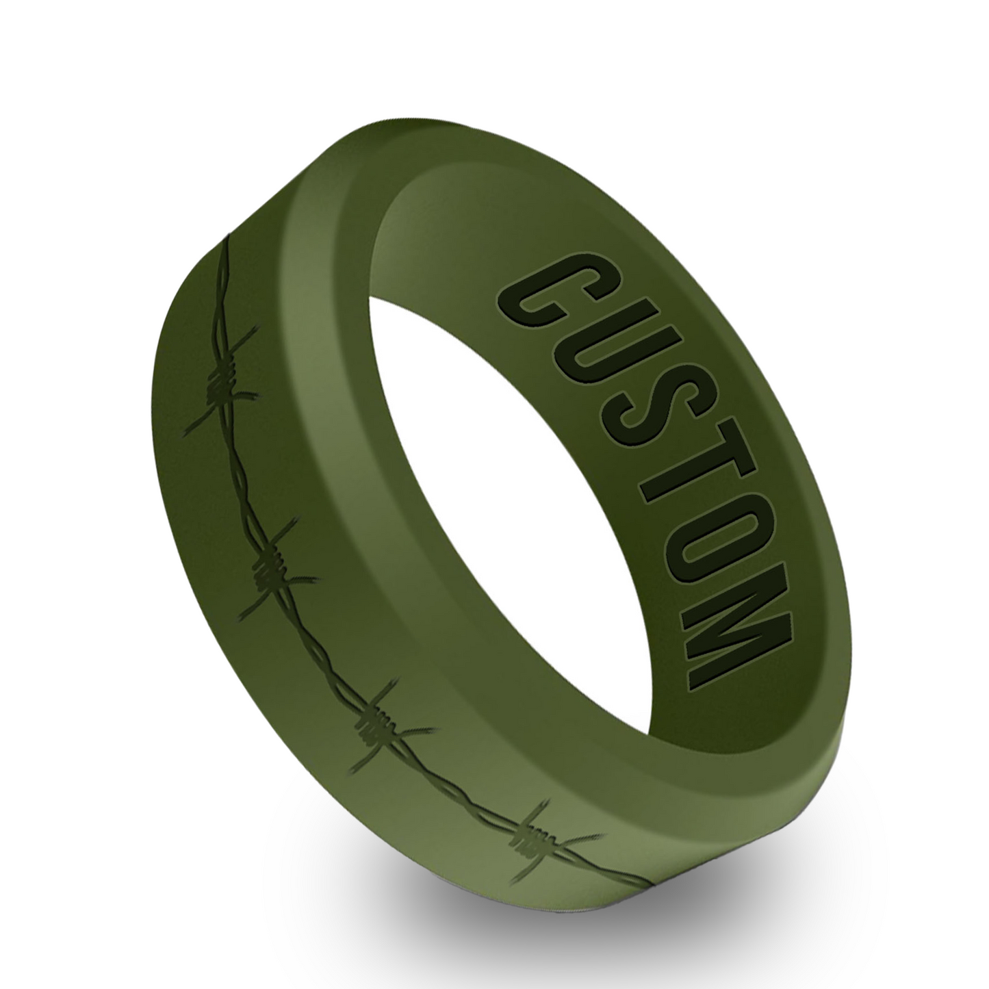 Barbwire Personalized Silicone Beveled Ring