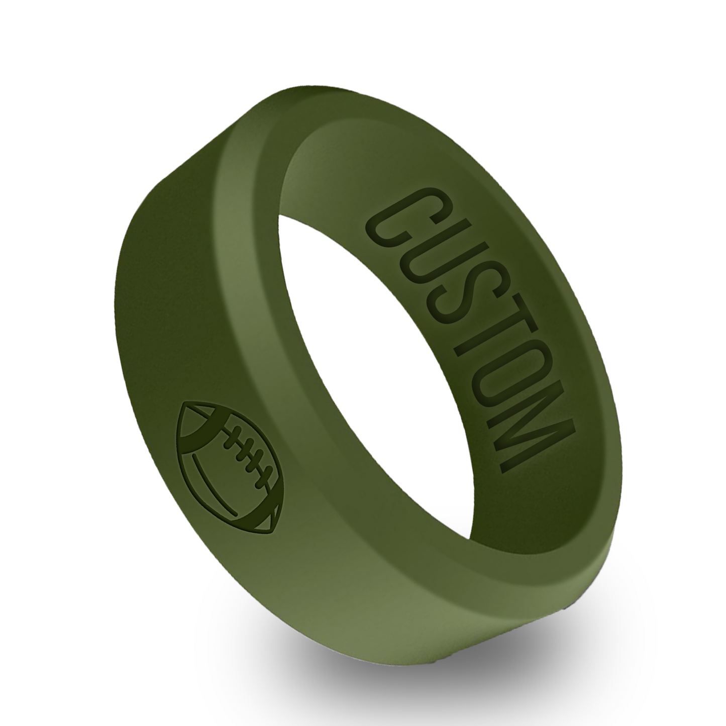 Football Ring Personalized Silicone Beveled Ring