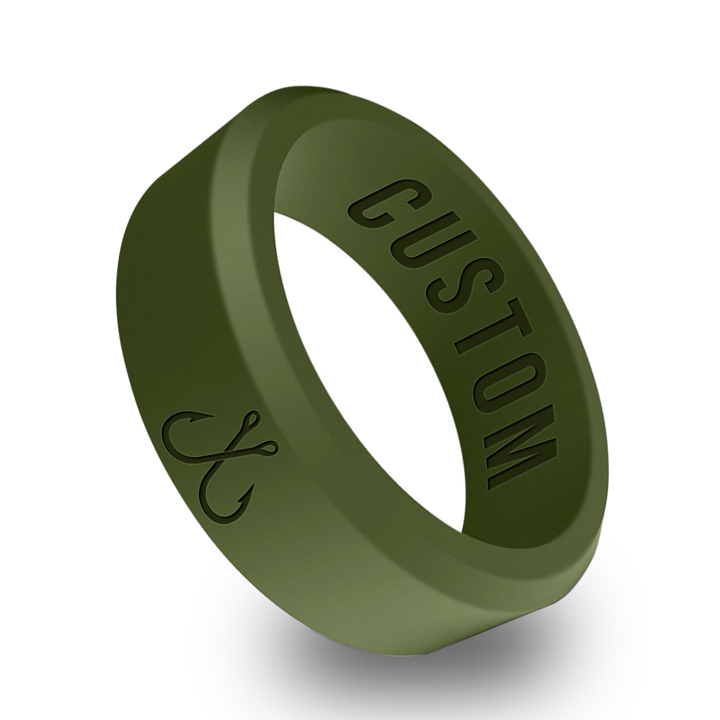 Fish Hook Personalized Silicone Beveled Ring