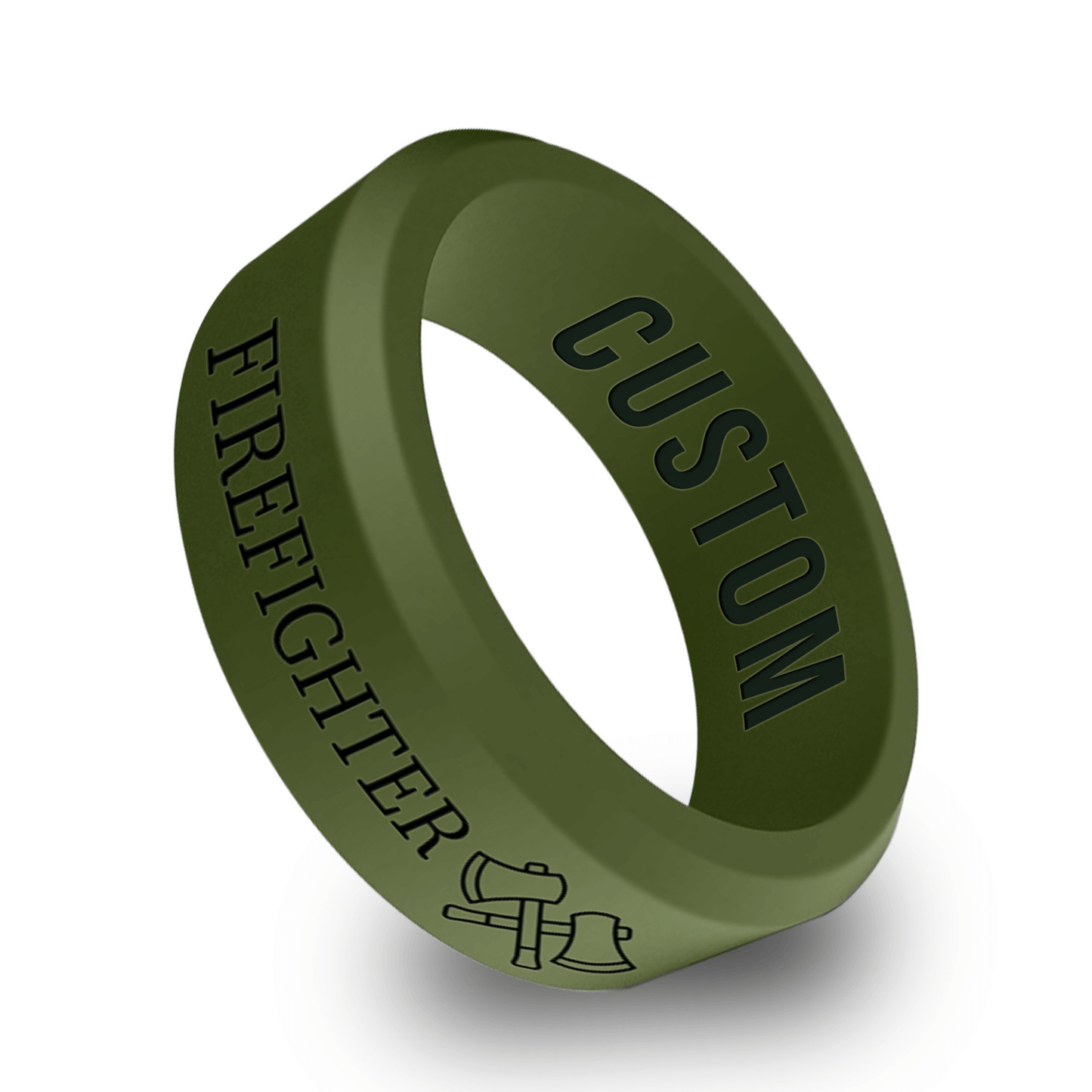 Firefighter/Fireman Personalized Silicone Beveled Ring