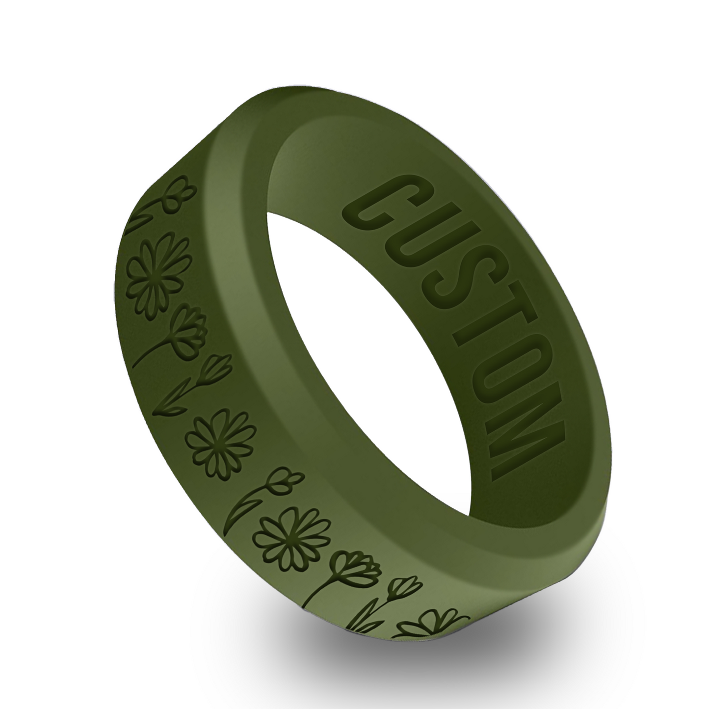 Flower Nature Personalized Silicone Beveled Ring