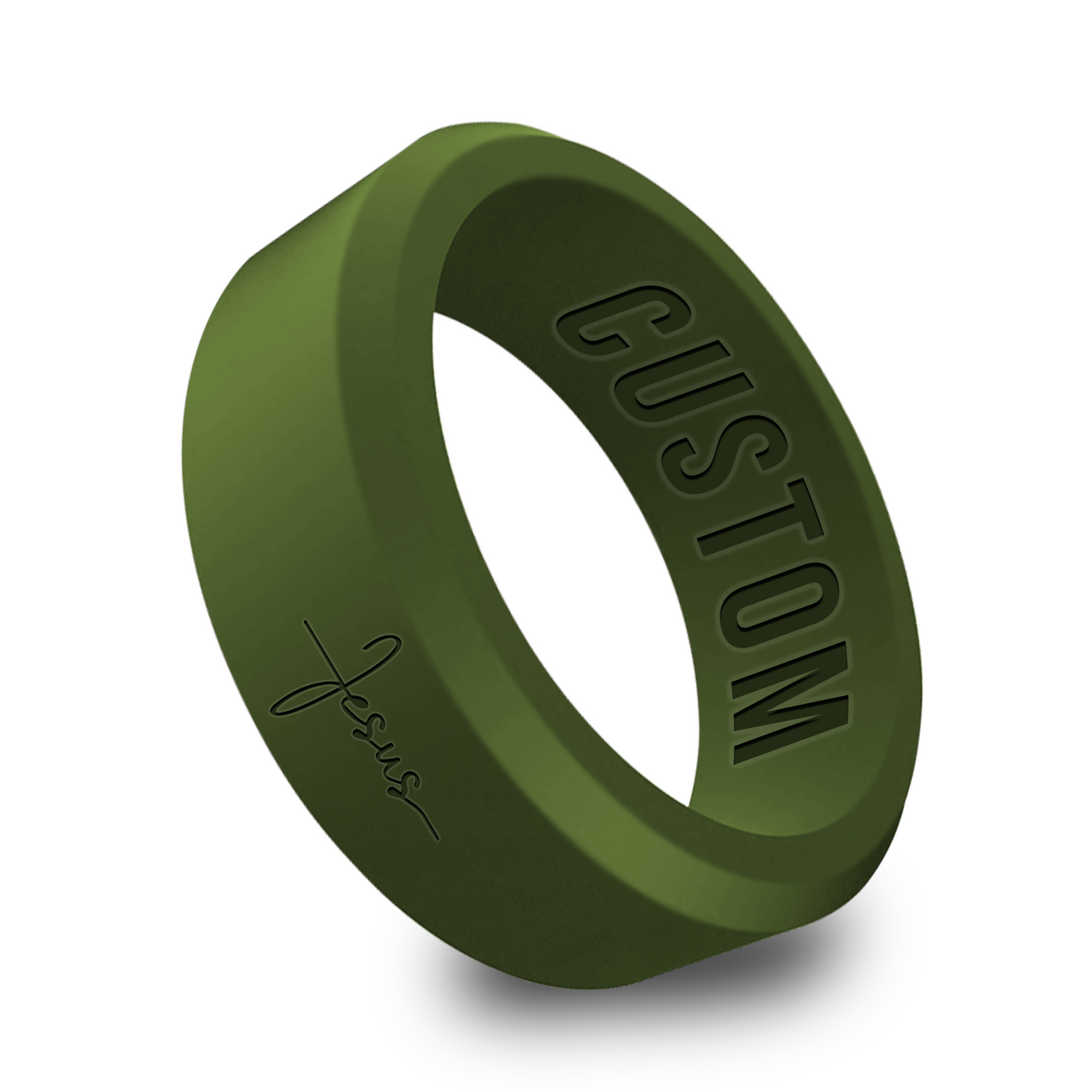 Jesus Christian Catholic Personalized Silicone Beveled Ring