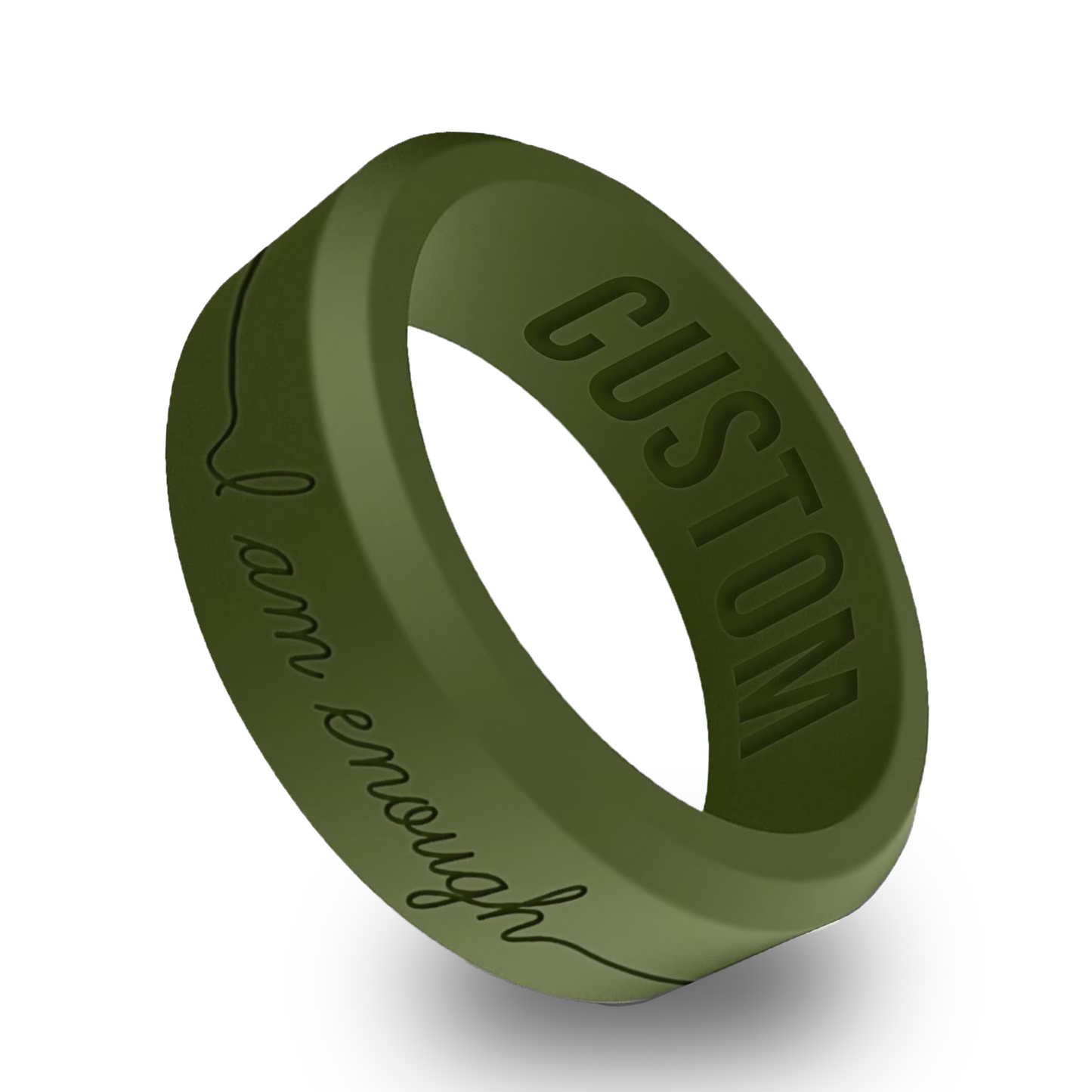 Affirmation Mantra Personalized Silicone Beveled Ring