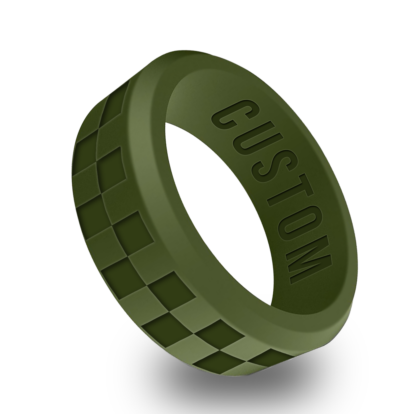 Checkered Personalized Silicone Beveled Ring