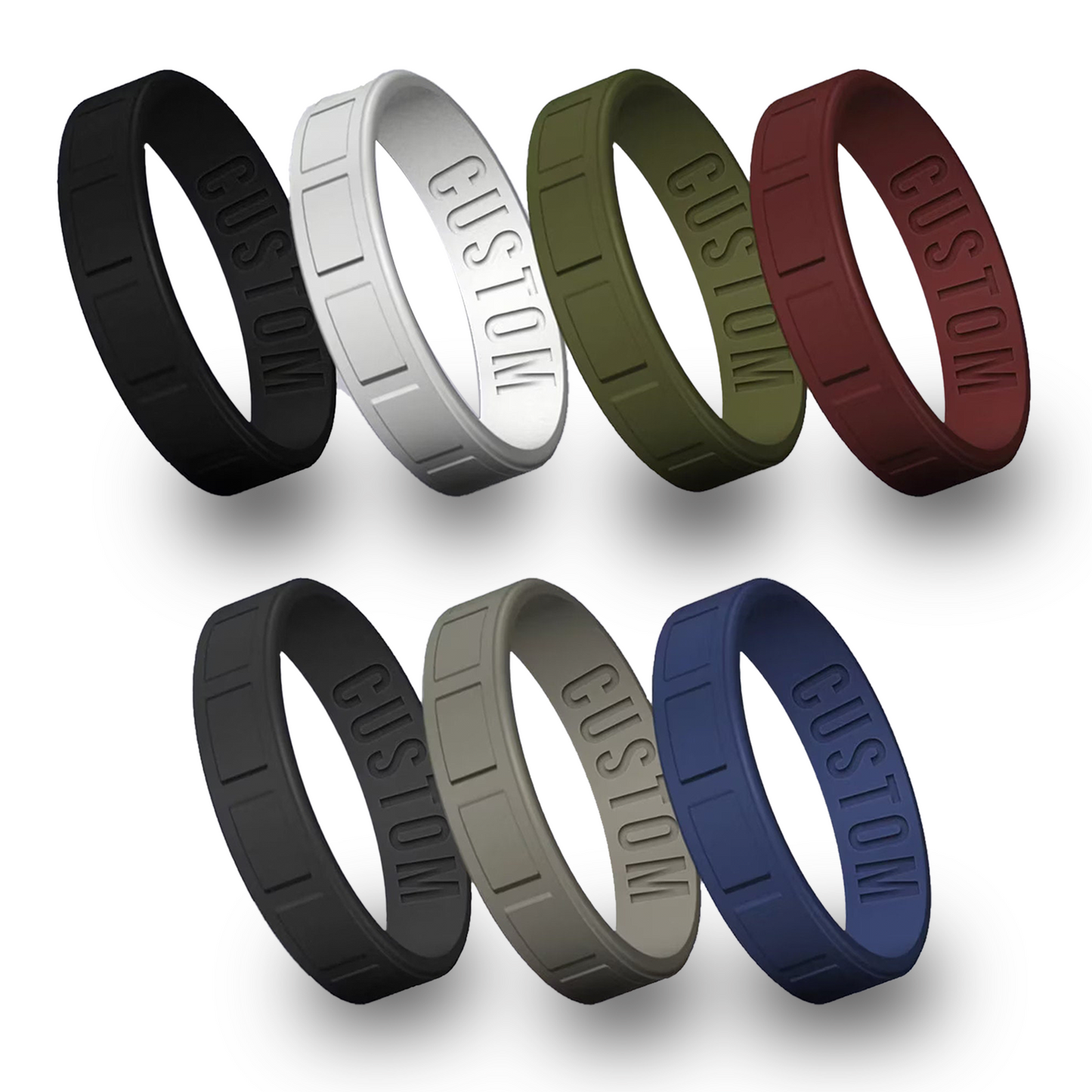 Personalized Square Silicone Engraved Ring