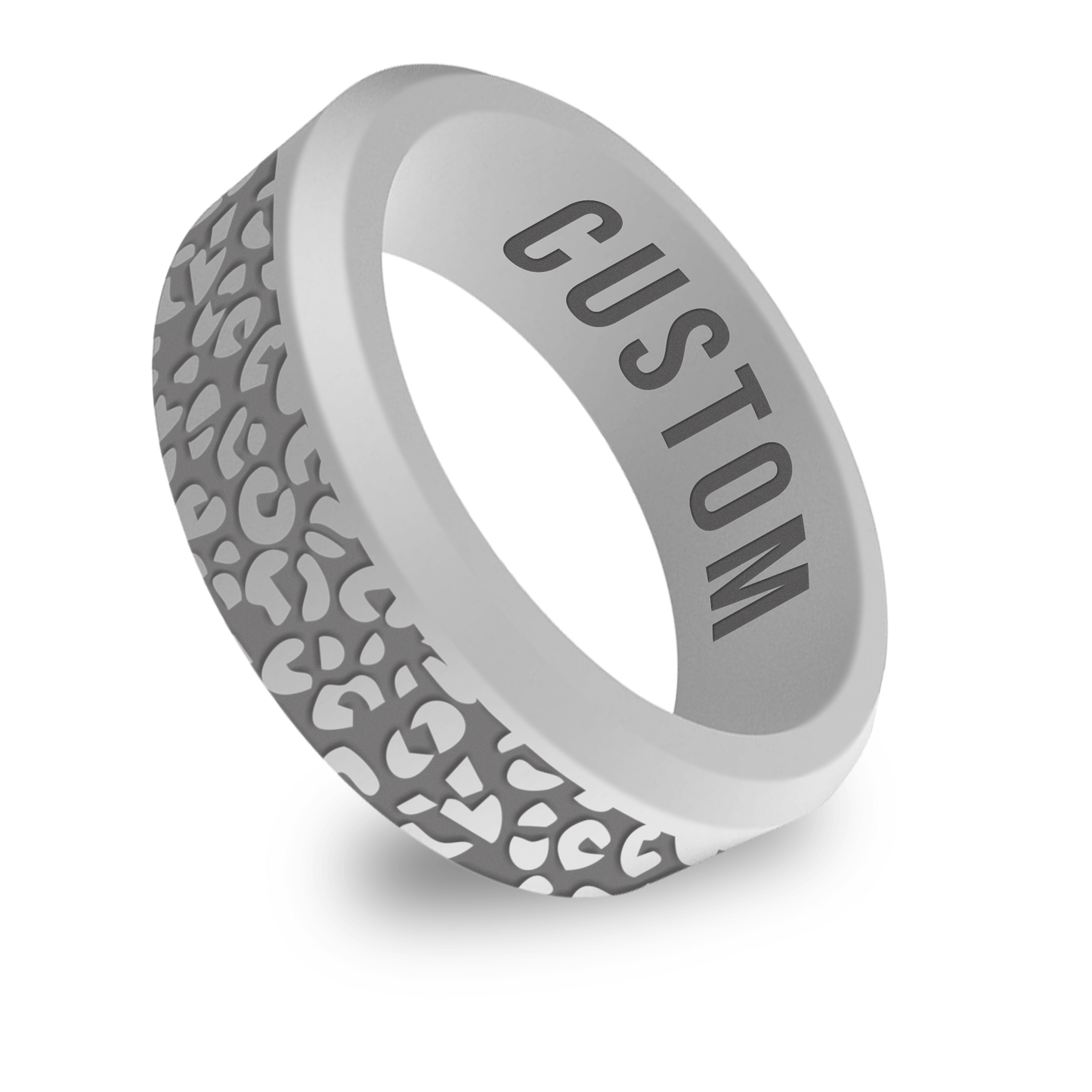 Leopard Pattern Personalized Silicone Beveled Ring
