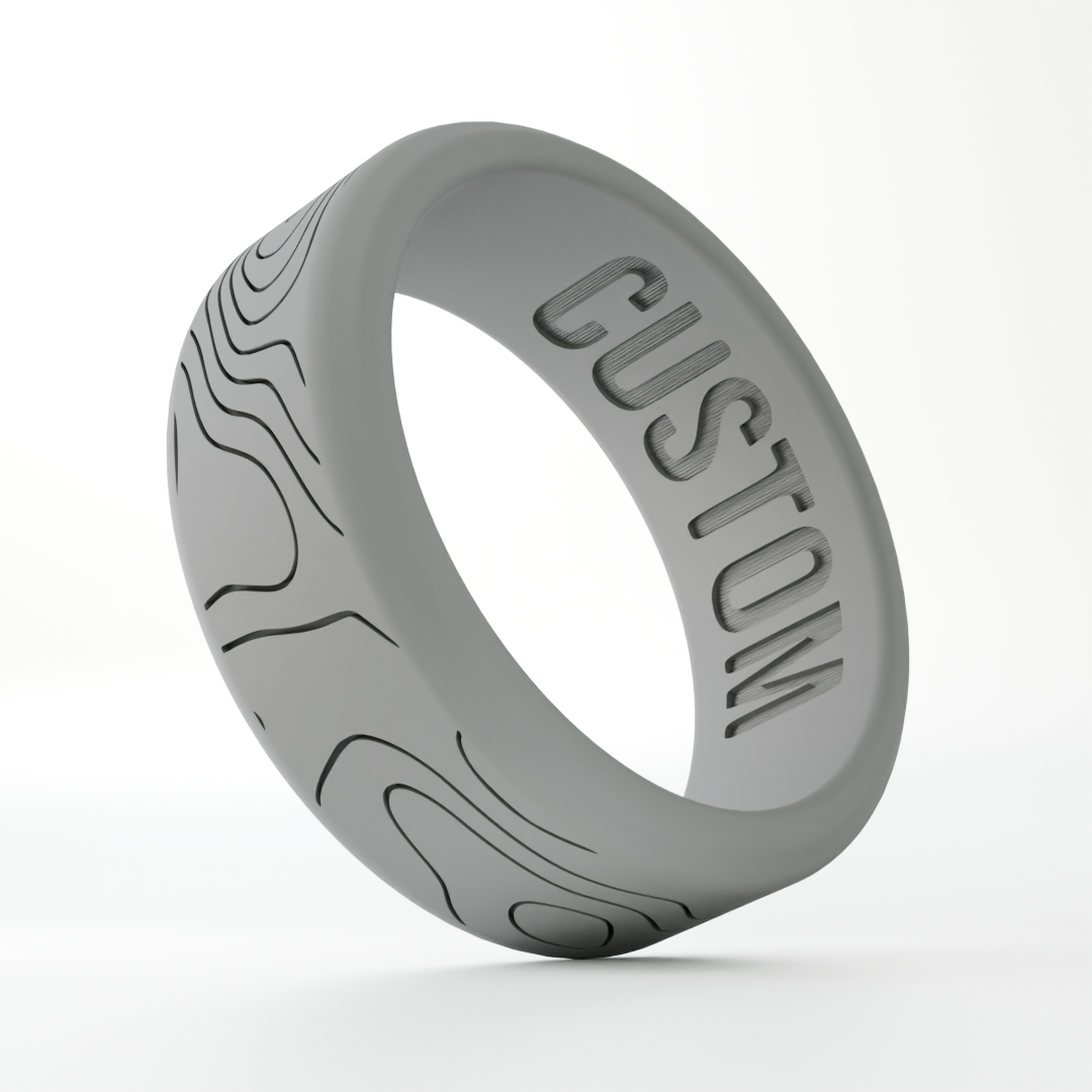 Topographic Map Personalized Silicone Beveled Ring