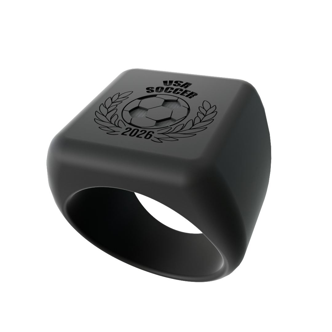 Personalized 2026 USA SOCCER Silicone Chunky Square Signet Statement Ring
