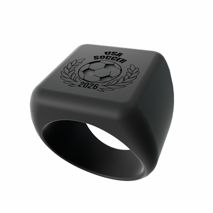 Personalized 2026 USA SOCCER Silicone Chunky Square Signet Statement Ring