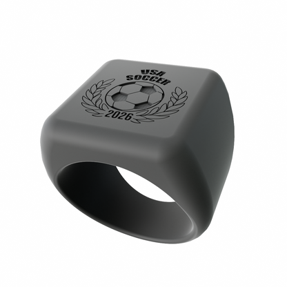Personalized 2026 USA SOCCER Silicone Chunky Square Signet Statement Ring