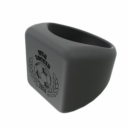 Personalized 2026 USA SOCCER Silicone Chunky Square Signet Statement Ring