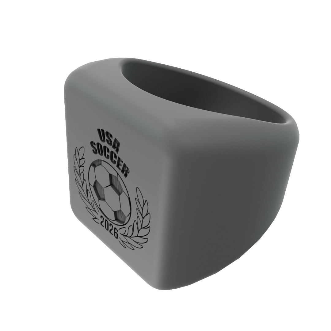 Personalized 2026 USA SOCCER Silicone Chunky Square Signet Statement Ring