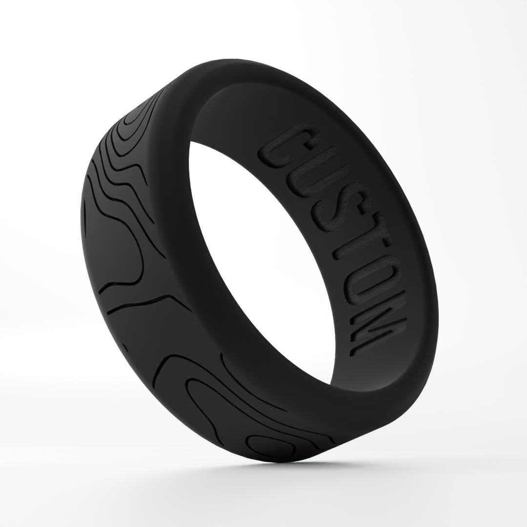 Topographic Map Personalized Silicone Beveled Ring