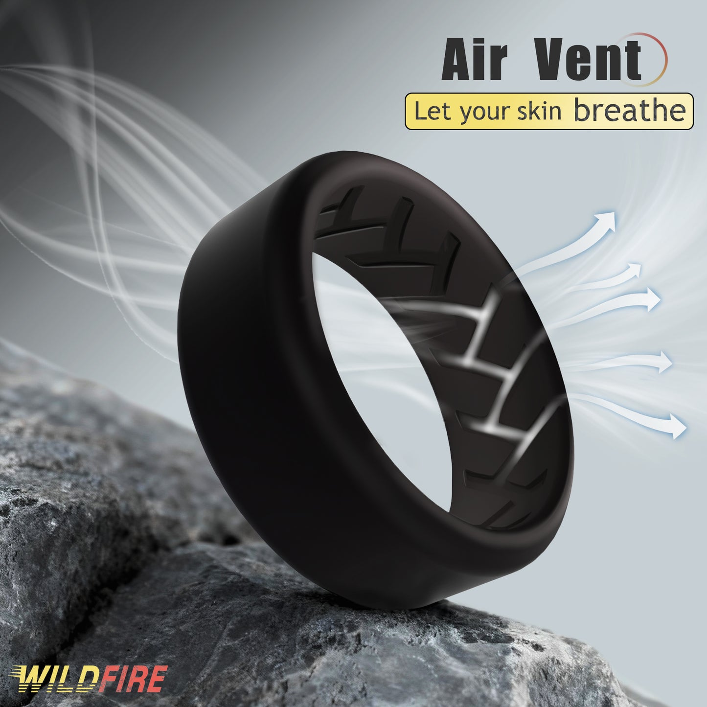 Air Vent Breathable Personalized Silicone Beveled Ring